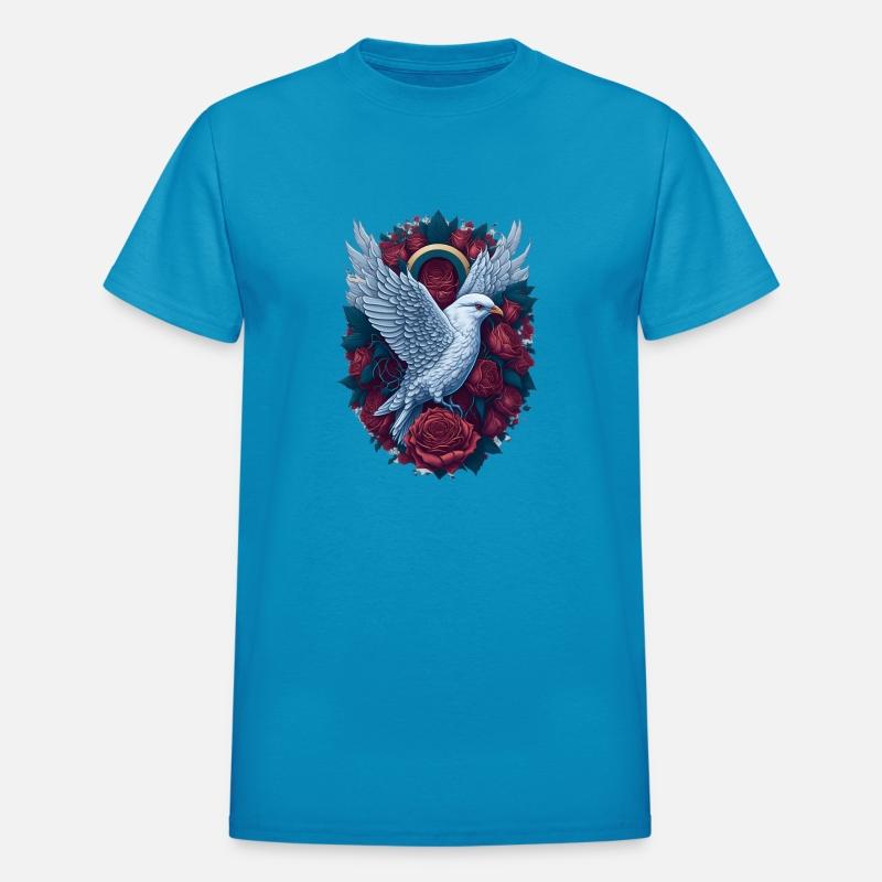 White Dove with Roses Dove Rose Red Colorful