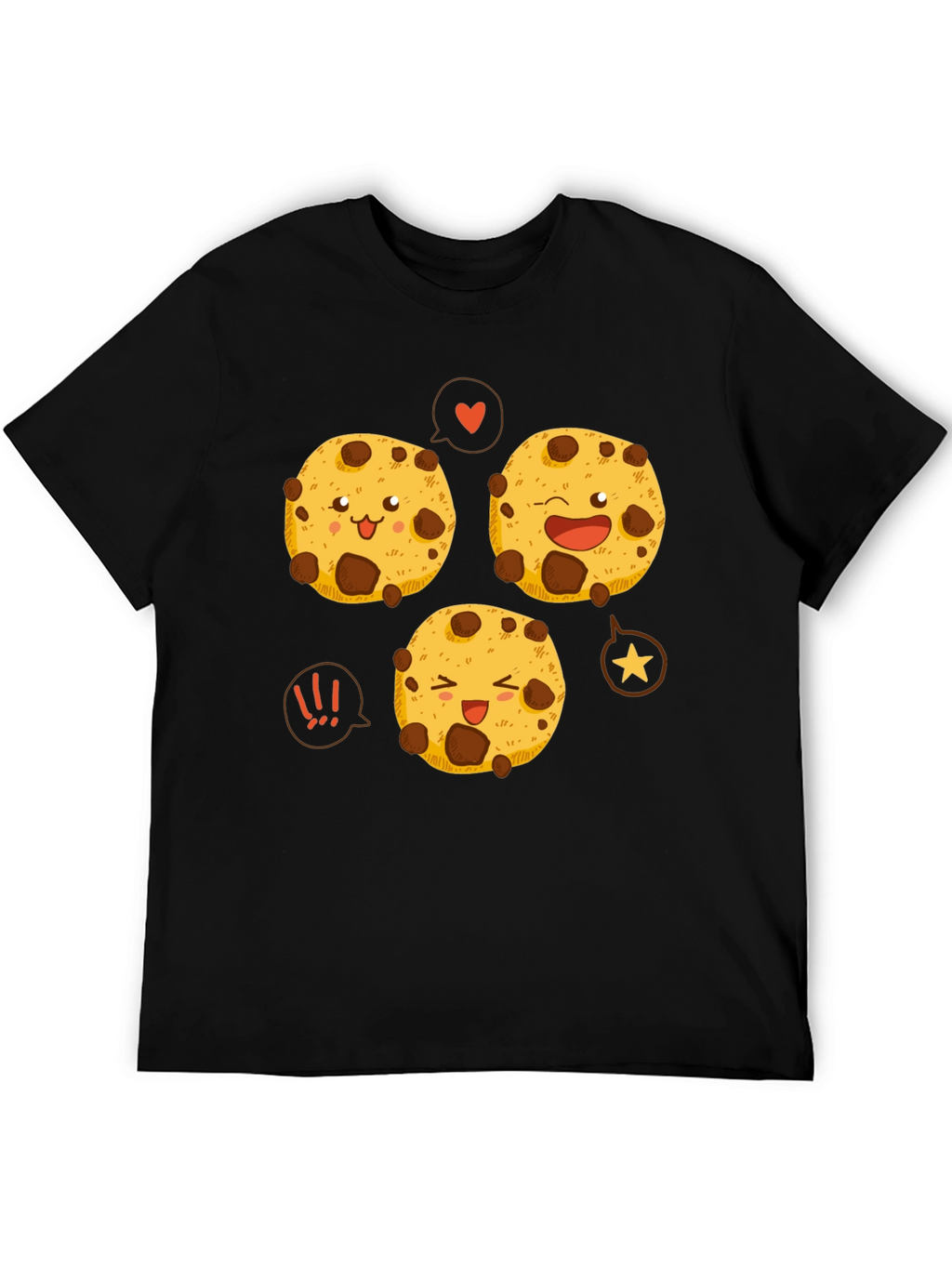 Cute Cartoon Cookies Graphic Tee - Black