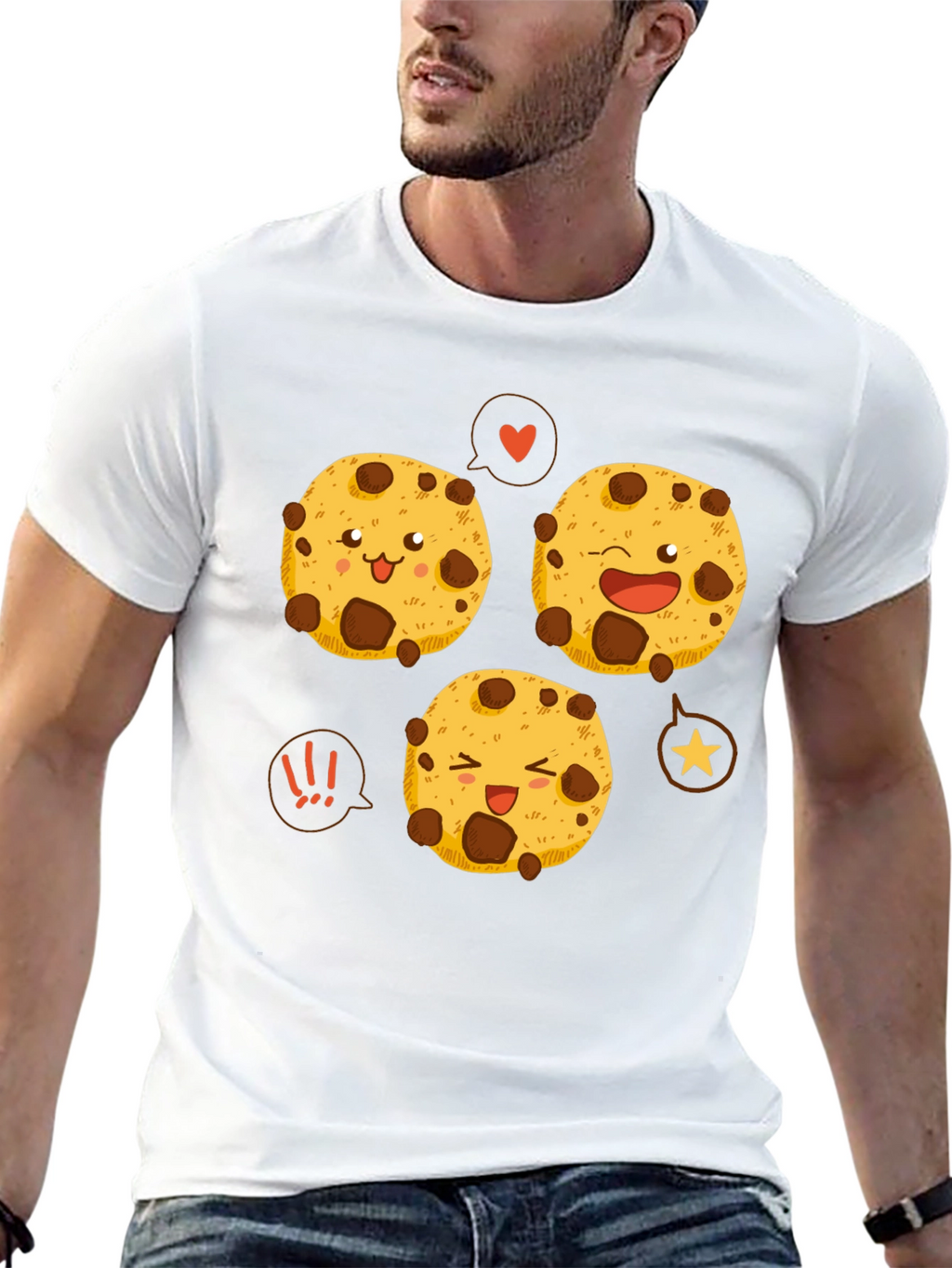 Cute Cartoon Cookies Graphic Tee - Black