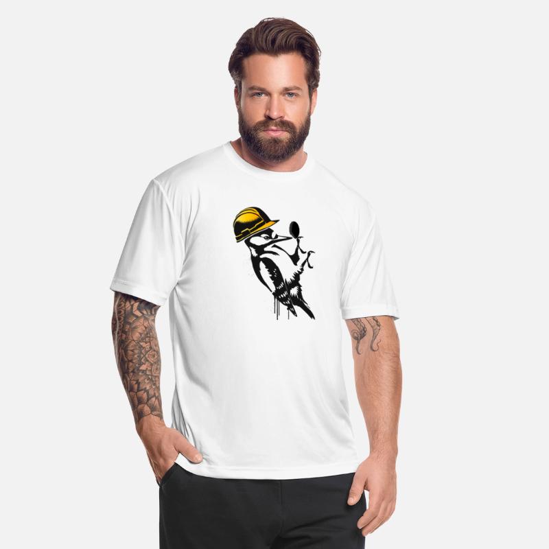 Woodpecker with hard hat - Humorous stencil design