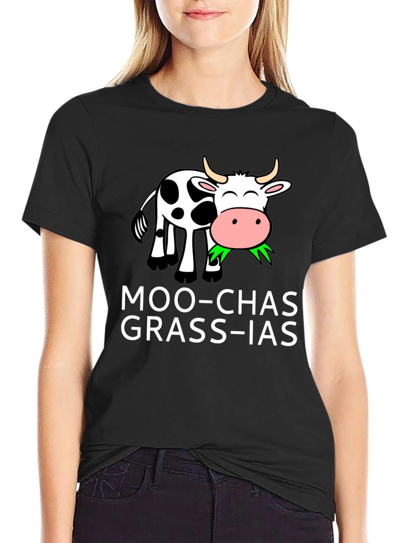 Moo-chas Grass-ias T-Shirt - Funny Cow Pun