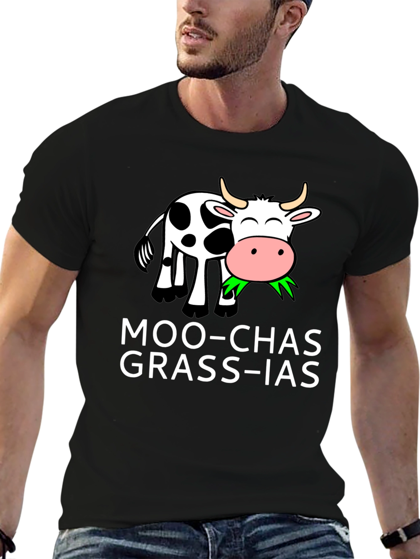 Moo-chas Grass-ias T-Shirt - Funny Cow Pun