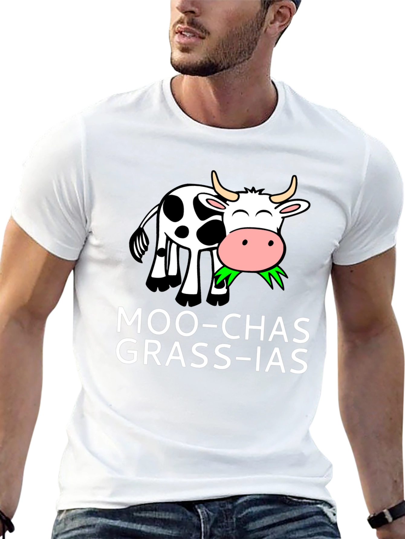 Moo-chas Grass-ias T-Shirt - Funny Cow Pun
