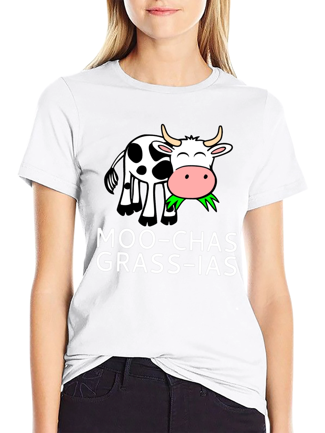 Moo-chas Grass-ias T-Shirt - Funny Cow Pun