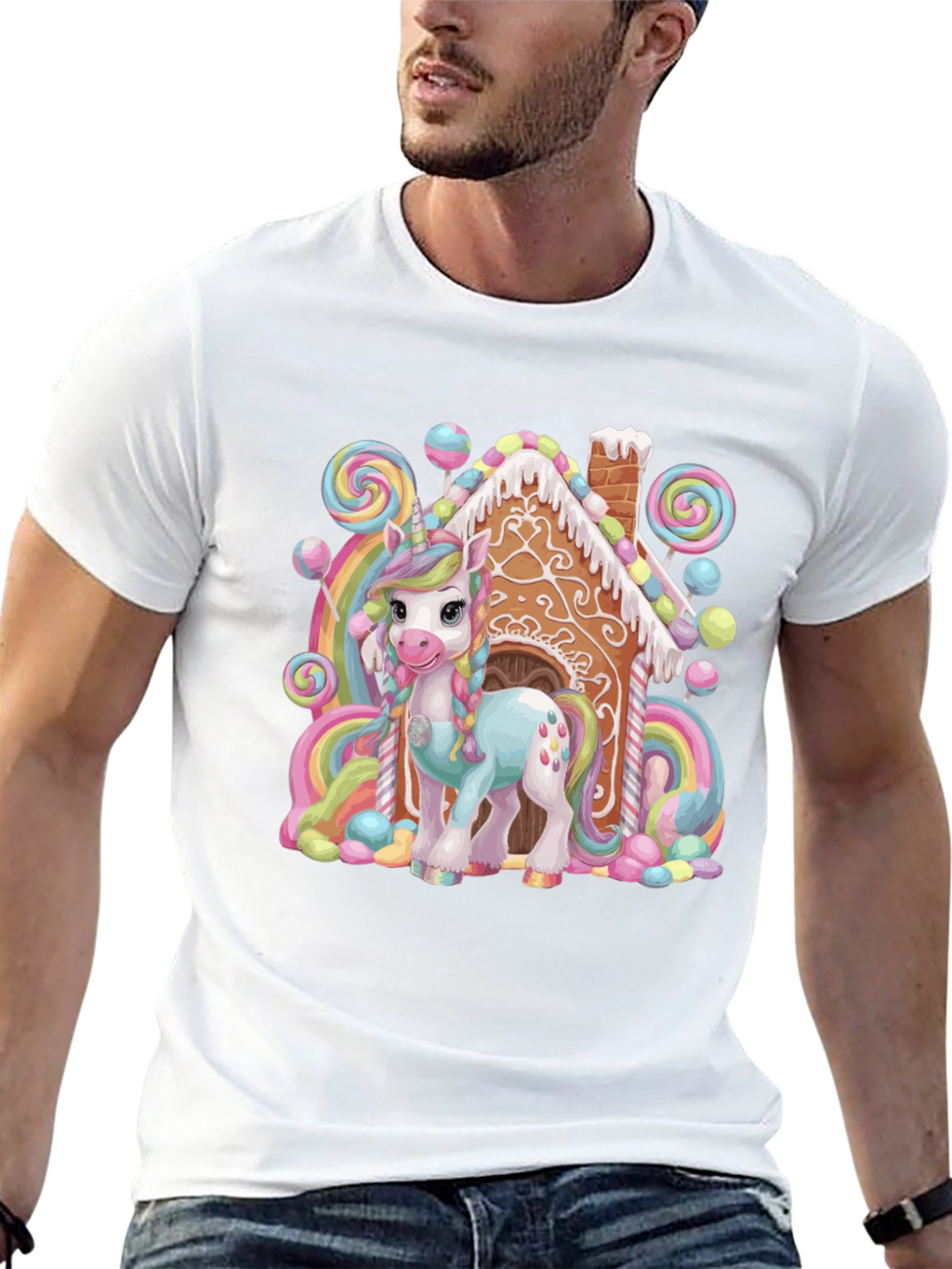 Unicorn Gingerbread House Graphic Tee