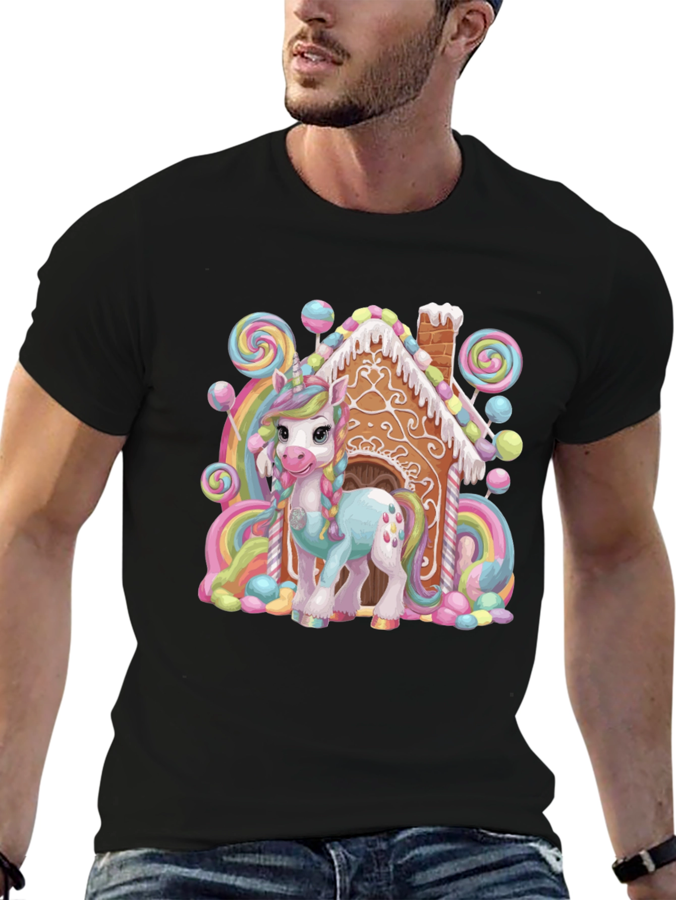 Unicorn Gingerbread House Graphic Tee