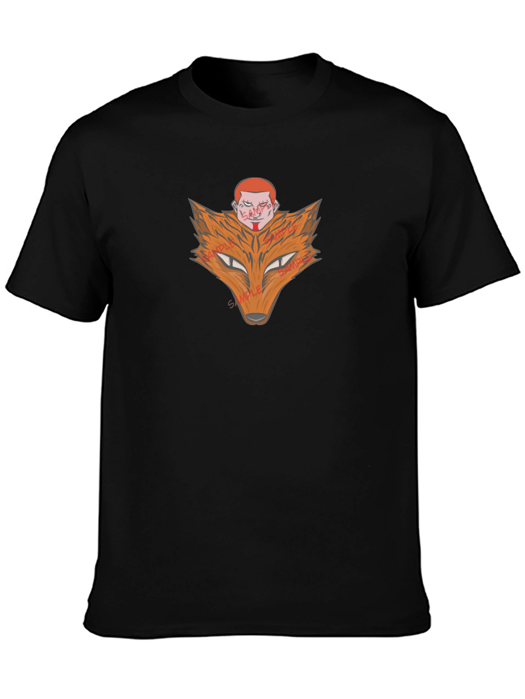 Fox Head Graphic Print Black T-Shirt