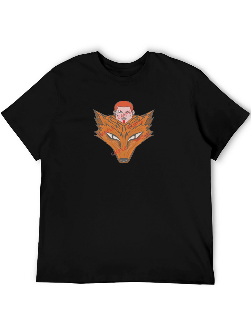 Fox Head Graphic Print Black T-Shirt