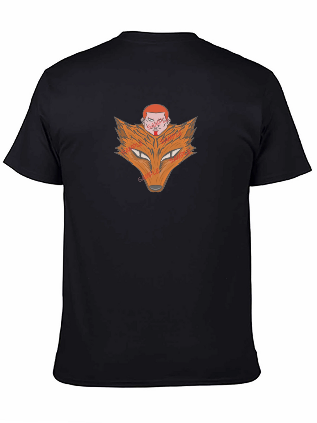 Fox Head Graphic Print Black T-Shirt