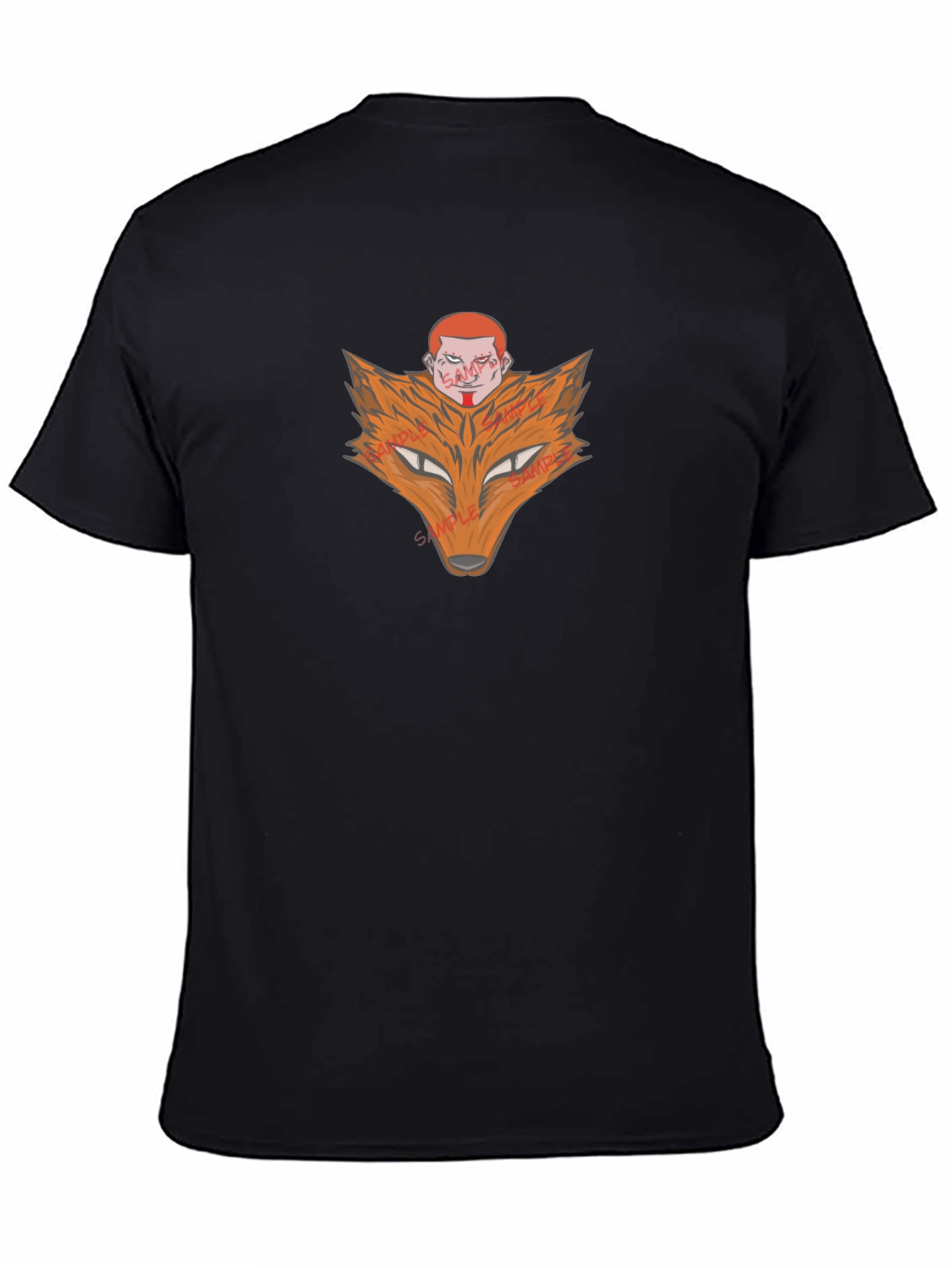 Fox Head Graphic Print Black T-Shirt