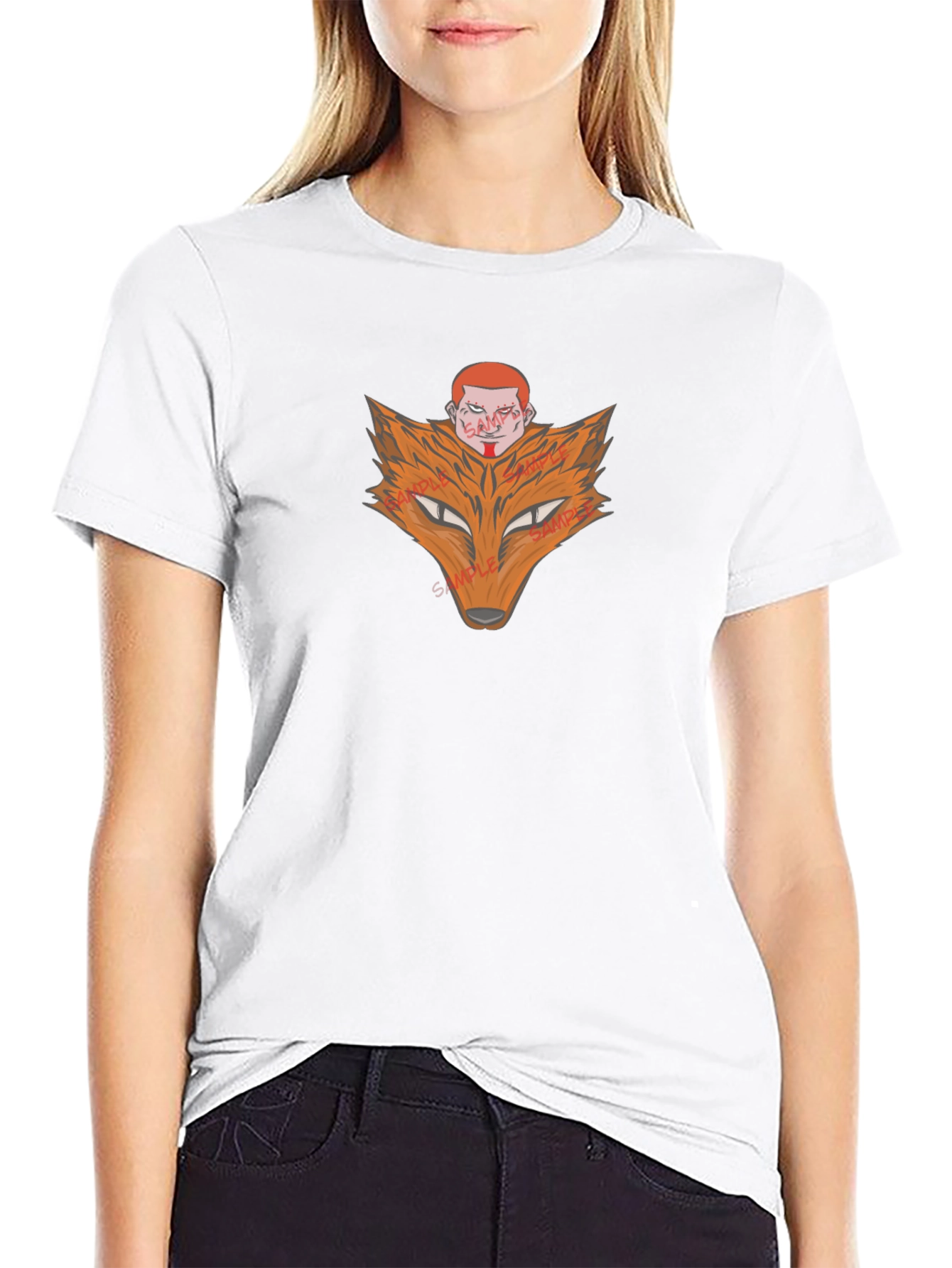 Fox Head Graphic Print Black T-Shirt
