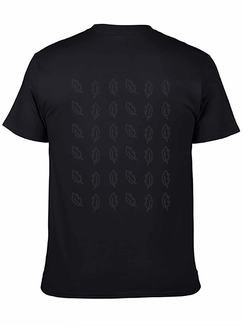 Leaf Patterned Black T-Shirt