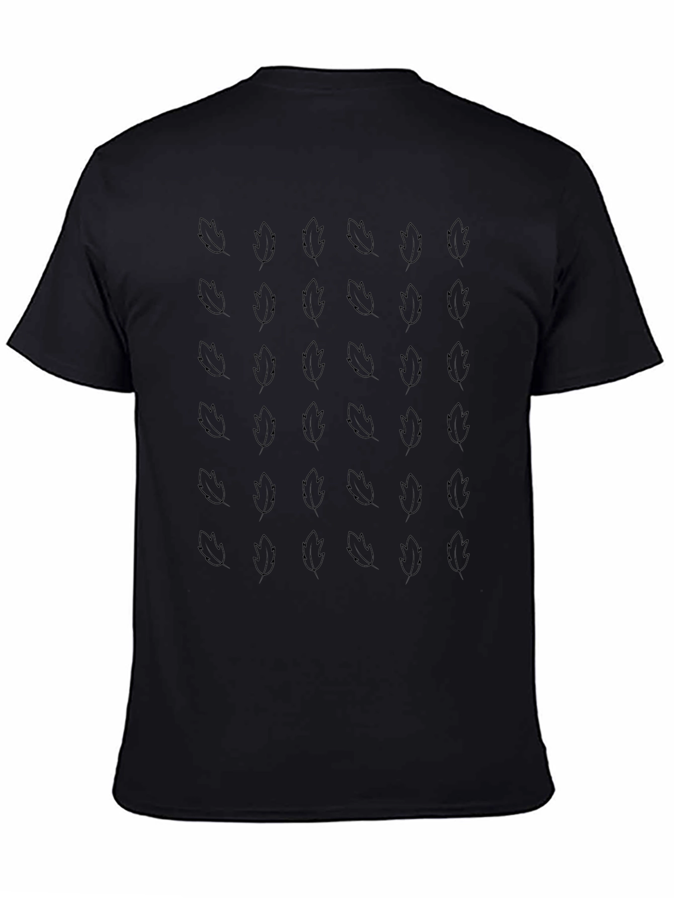 Leaf Patterned Black T-Shirt