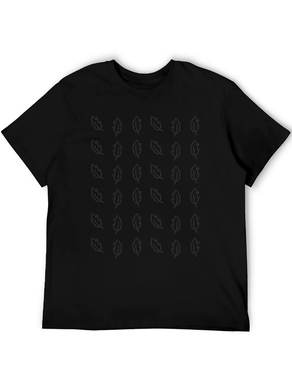 Leaf Patterned Black T-Shirt