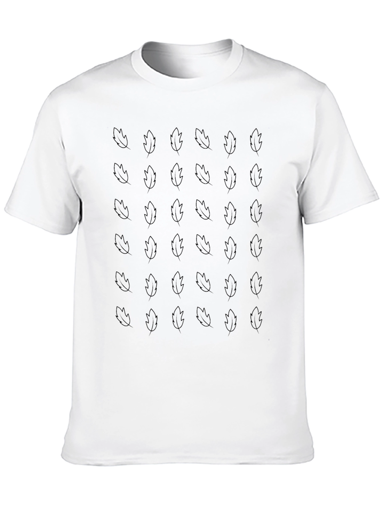 Leaf Patterned Black T-Shirt