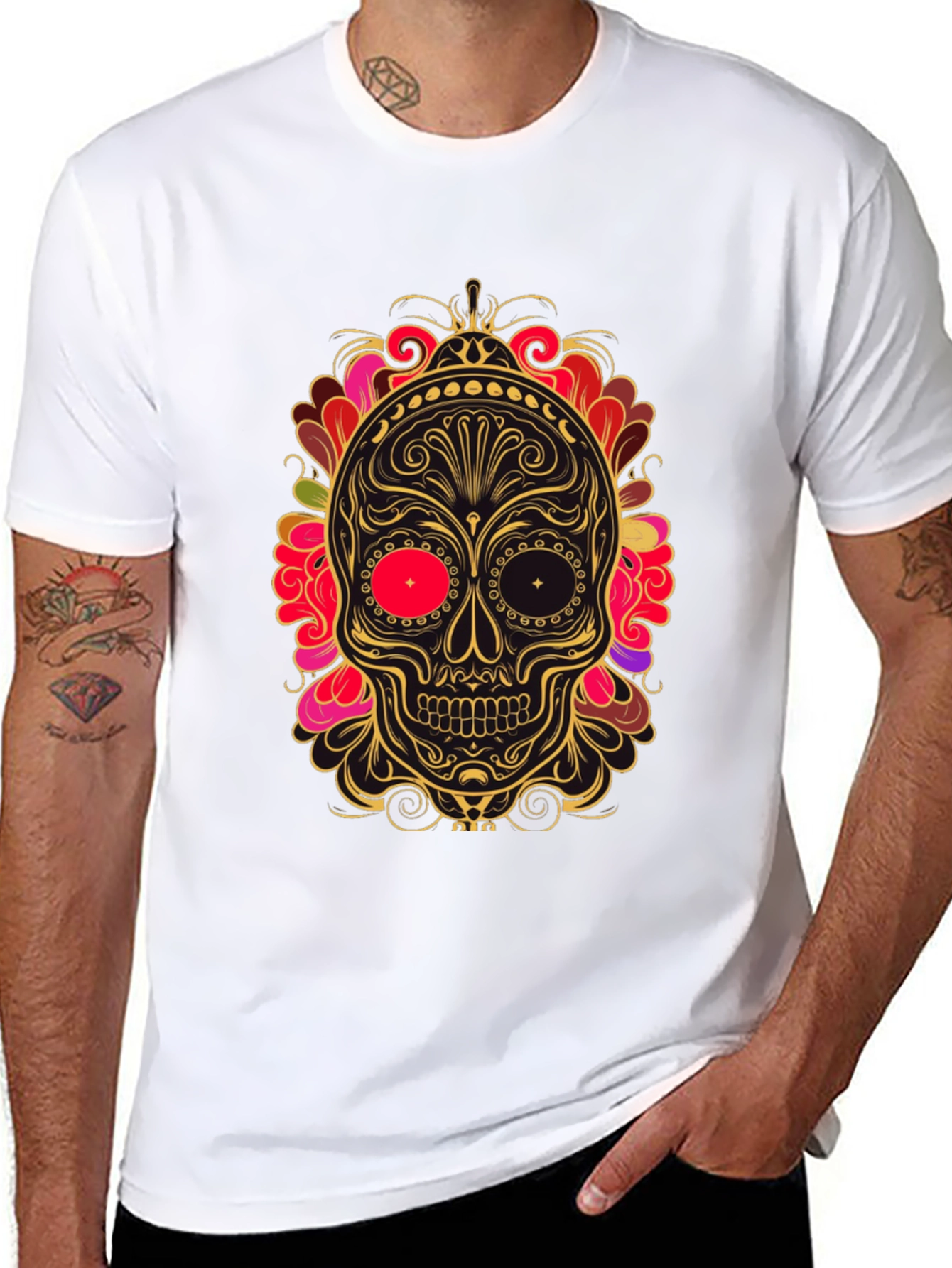 Sugar Skull Graphic Tee - Day of the Dead Style