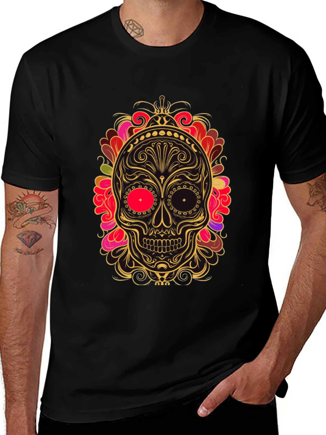 Sugar Skull Graphic Tee - Day of the Dead Style