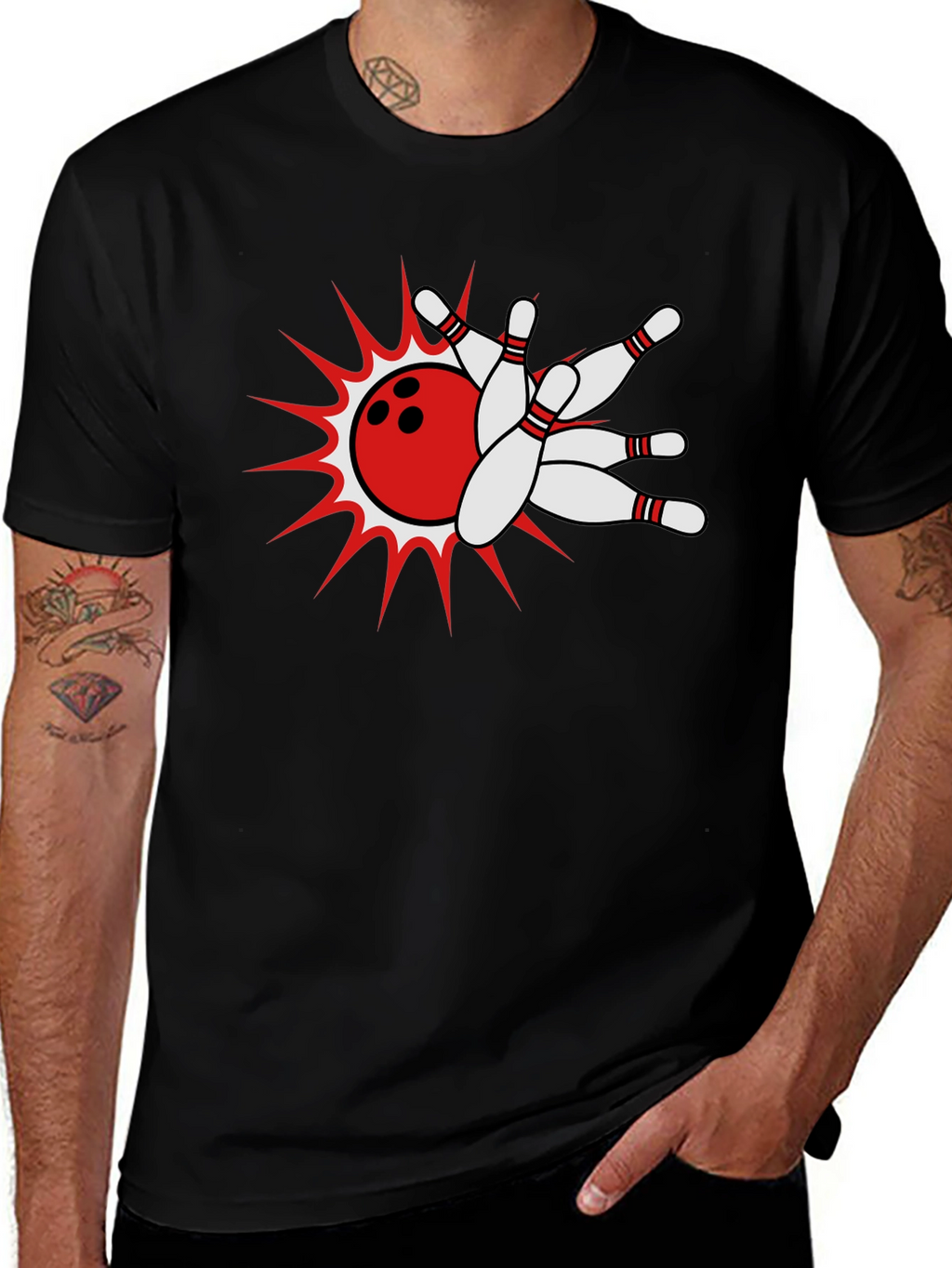 Bowling Strike Black T-Shirt