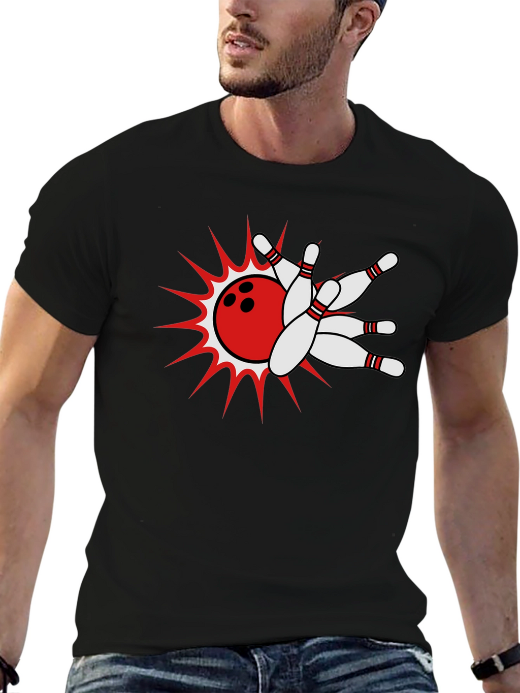 Bowling Strike Black T-Shirt