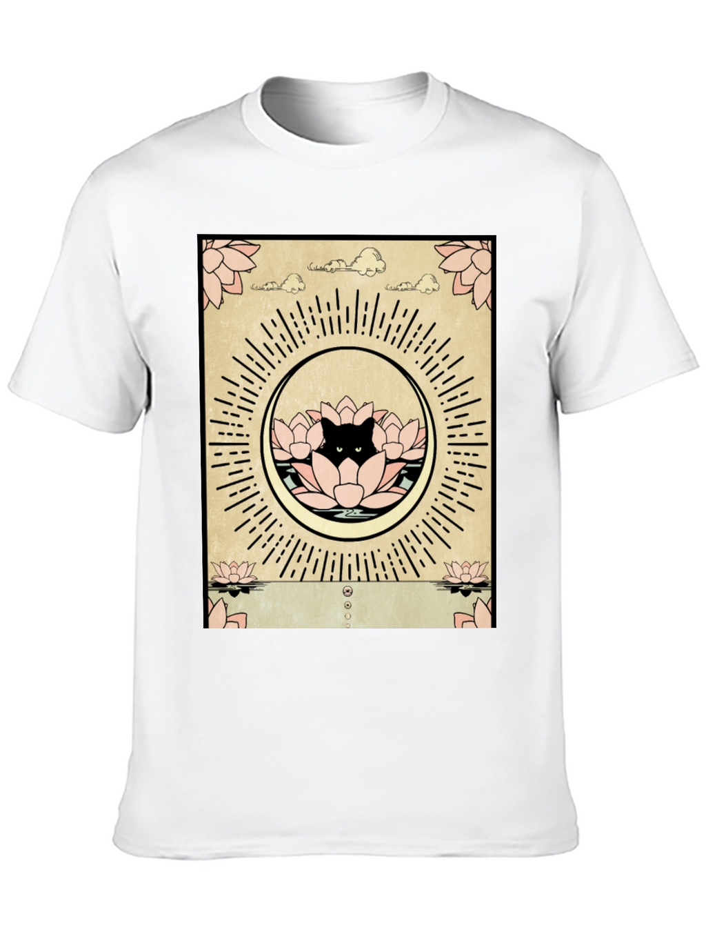 Lotus Cat Graphic Tee - Zen Meditation Shirt