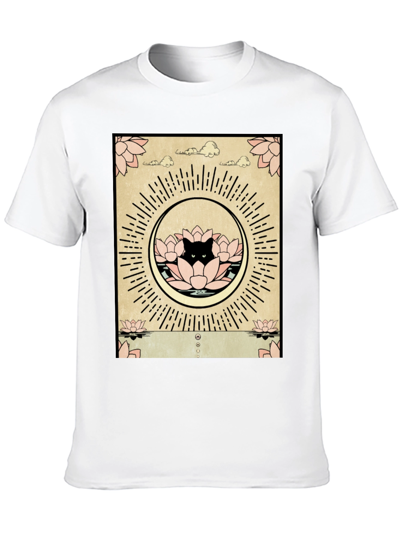 Lotus Cat Graphic Tee - Zen Meditation Shirt