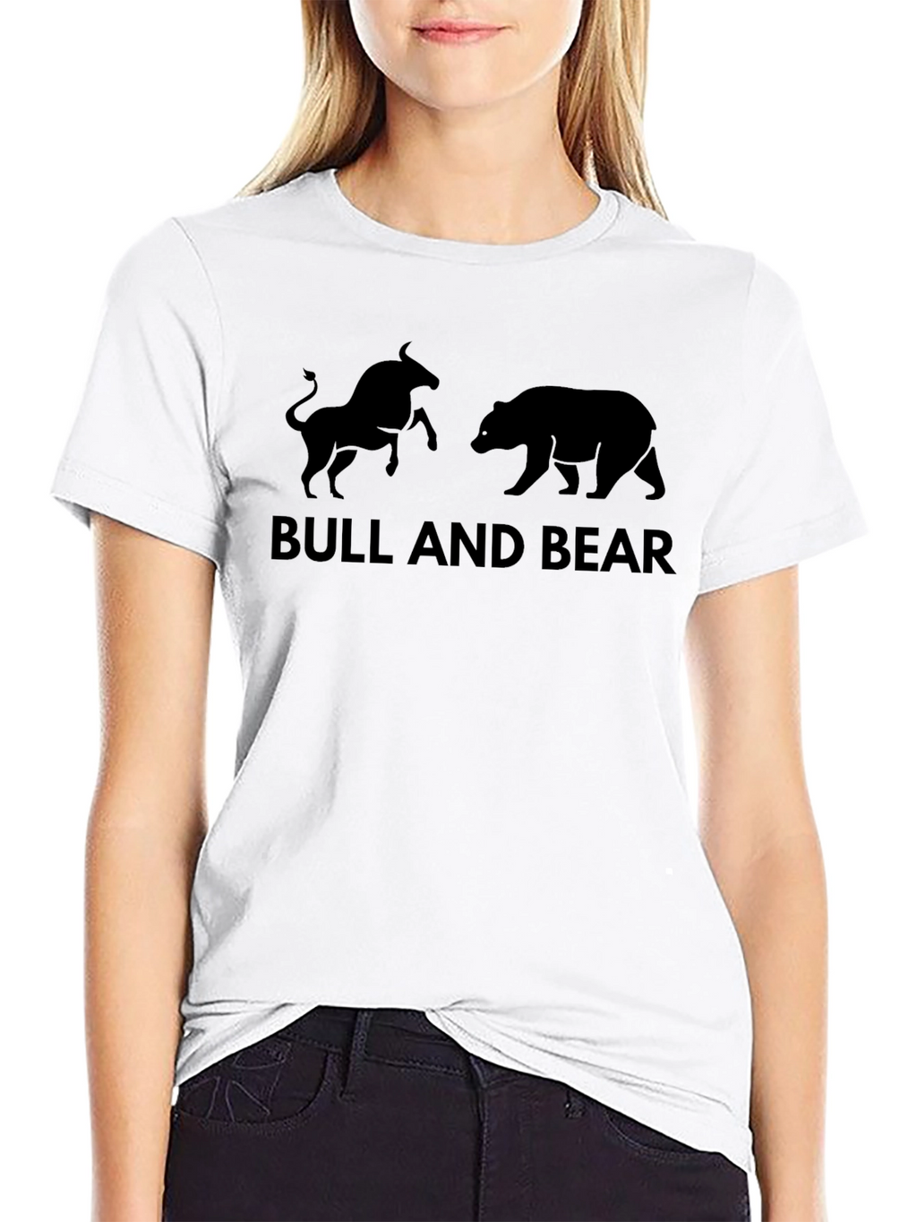 Bull and Bear Graphic T-Shirt - Black