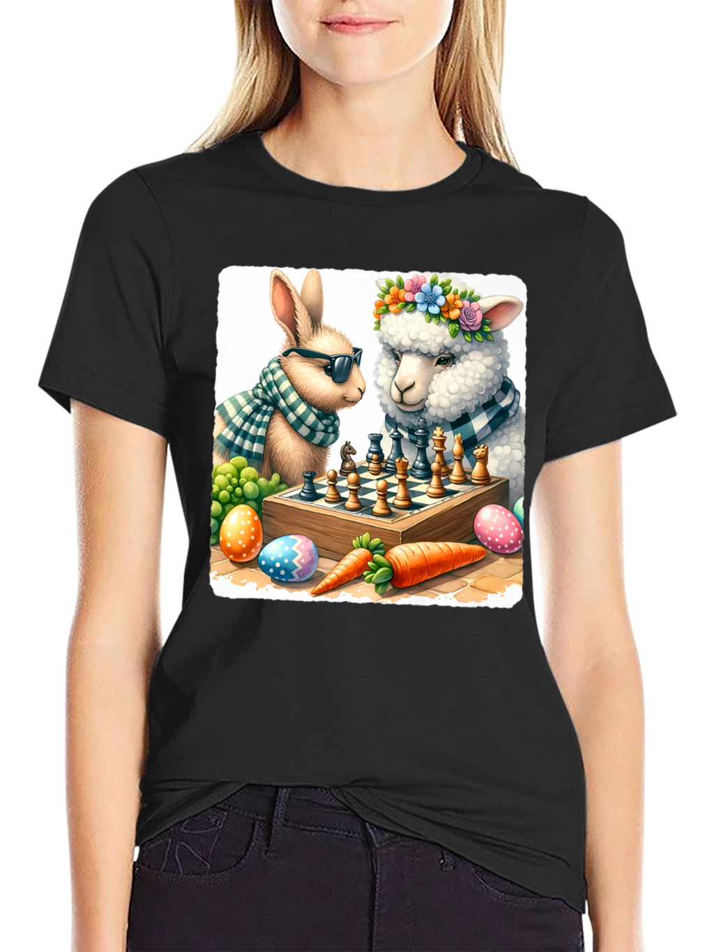 Easter Chess T-Shirt: Bunny & Sheep Game