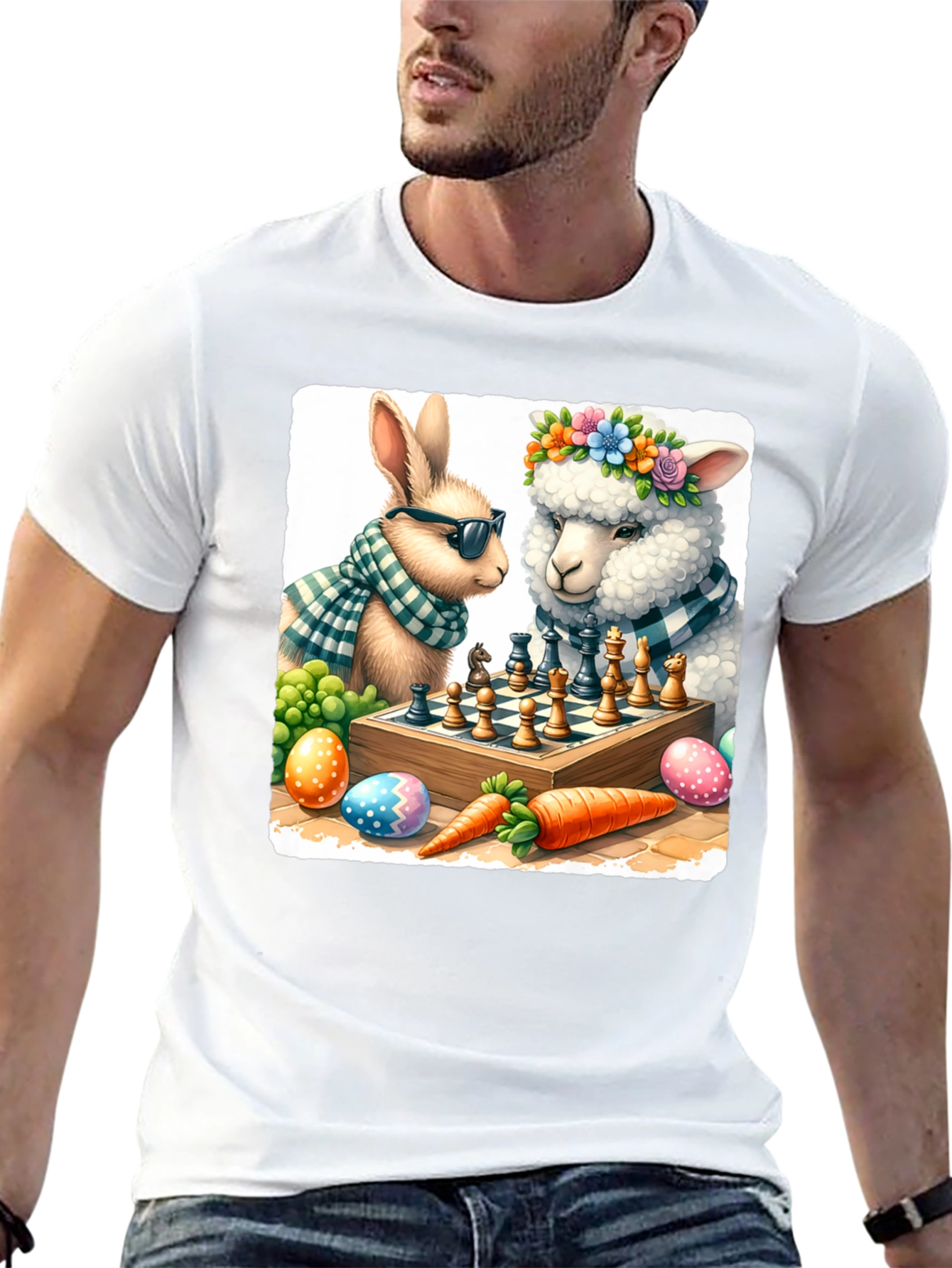 Easter Chess T-Shirt: Bunny & Sheep Game