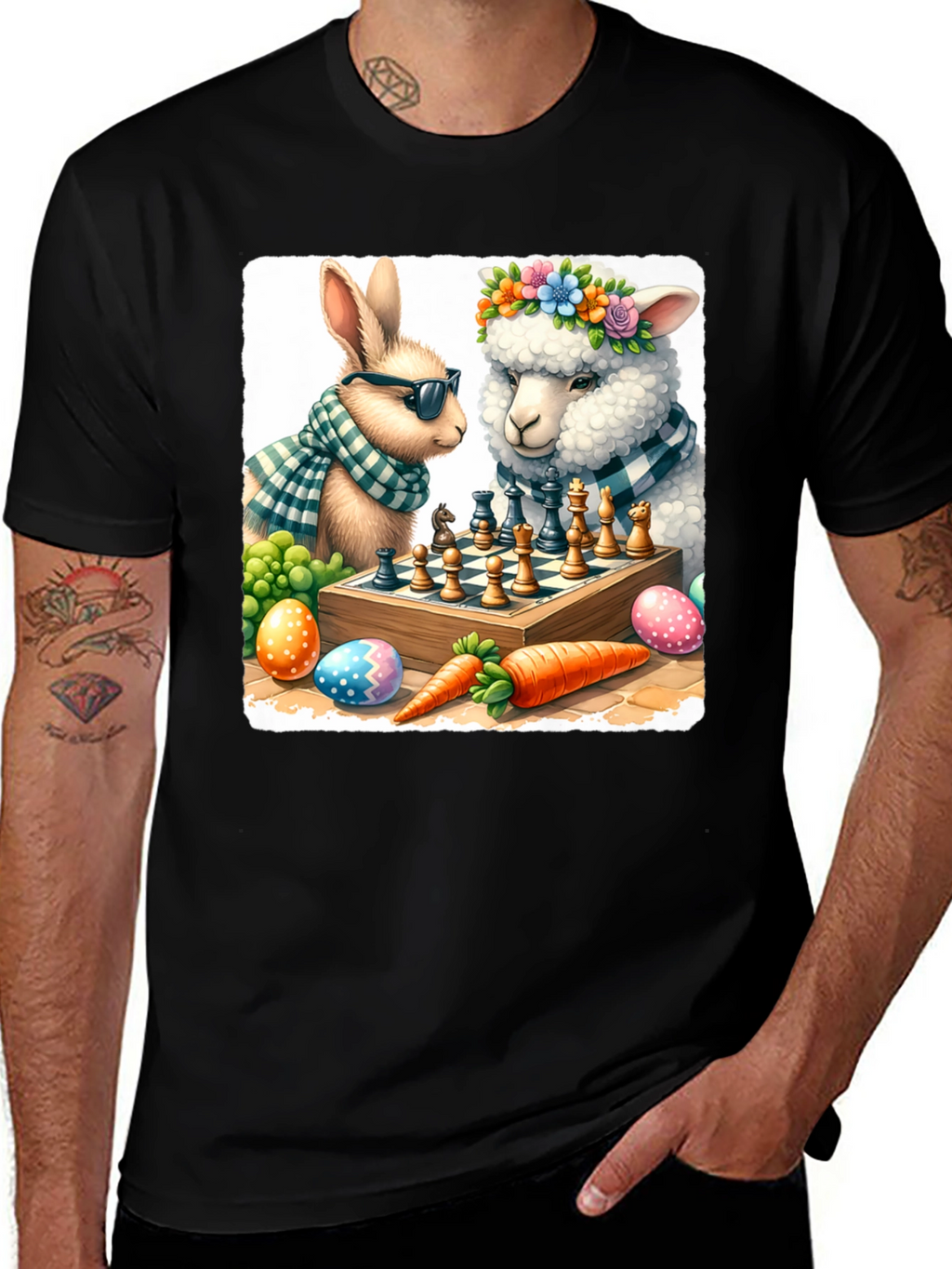 Easter Chess T-Shirt: Bunny & Sheep Game