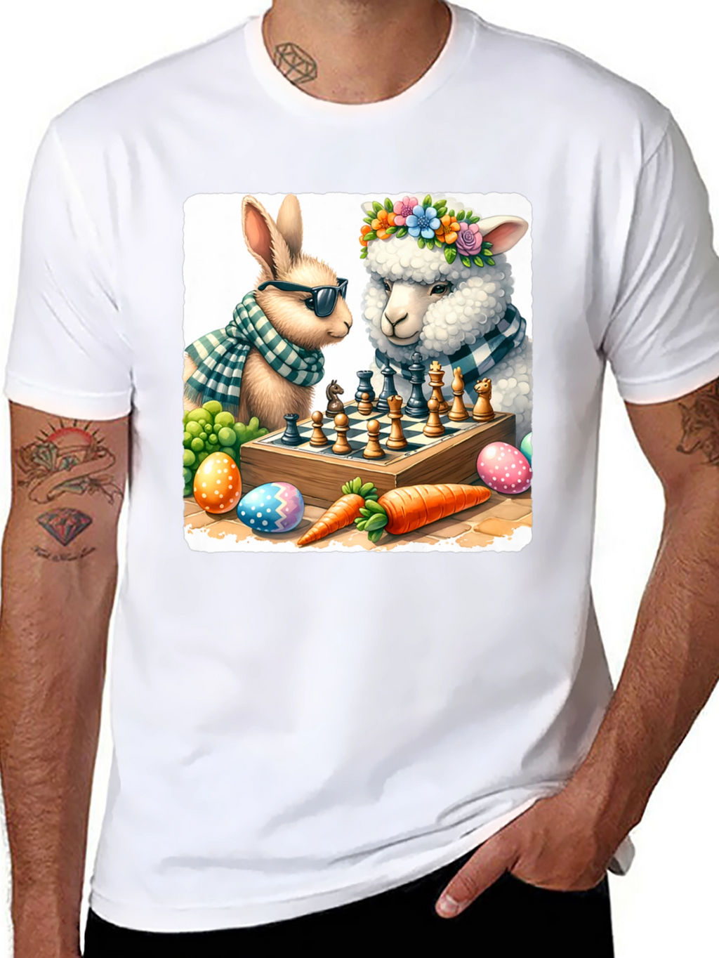 Easter Chess T-Shirt: Bunny & Sheep Game