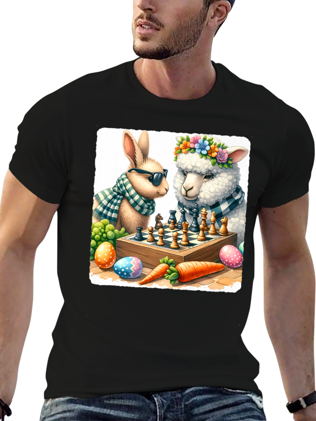 Easter Chess T-Shirt: Bunny & Sheep Game