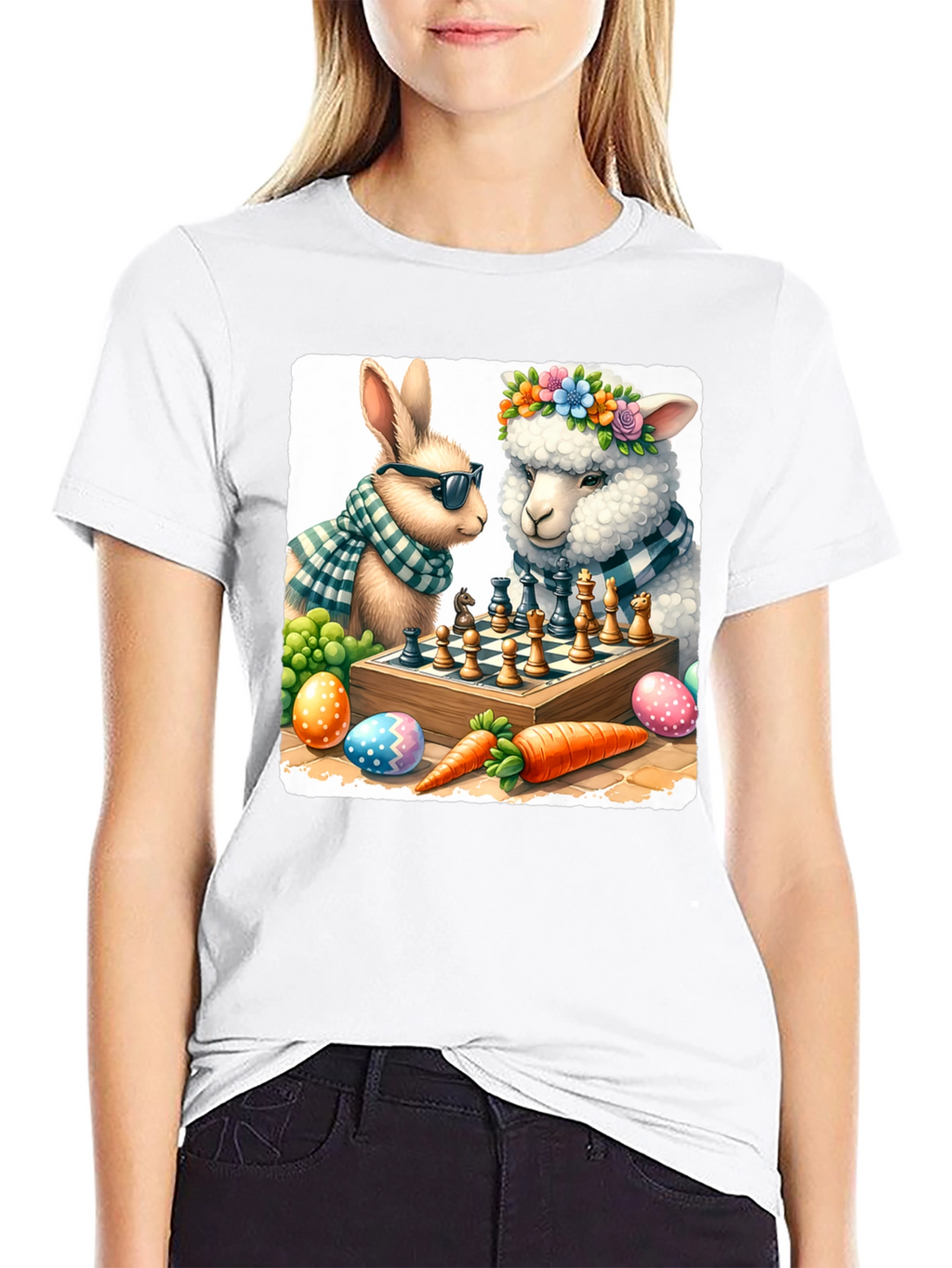 Easter Chess T-Shirt: Bunny & Sheep Game