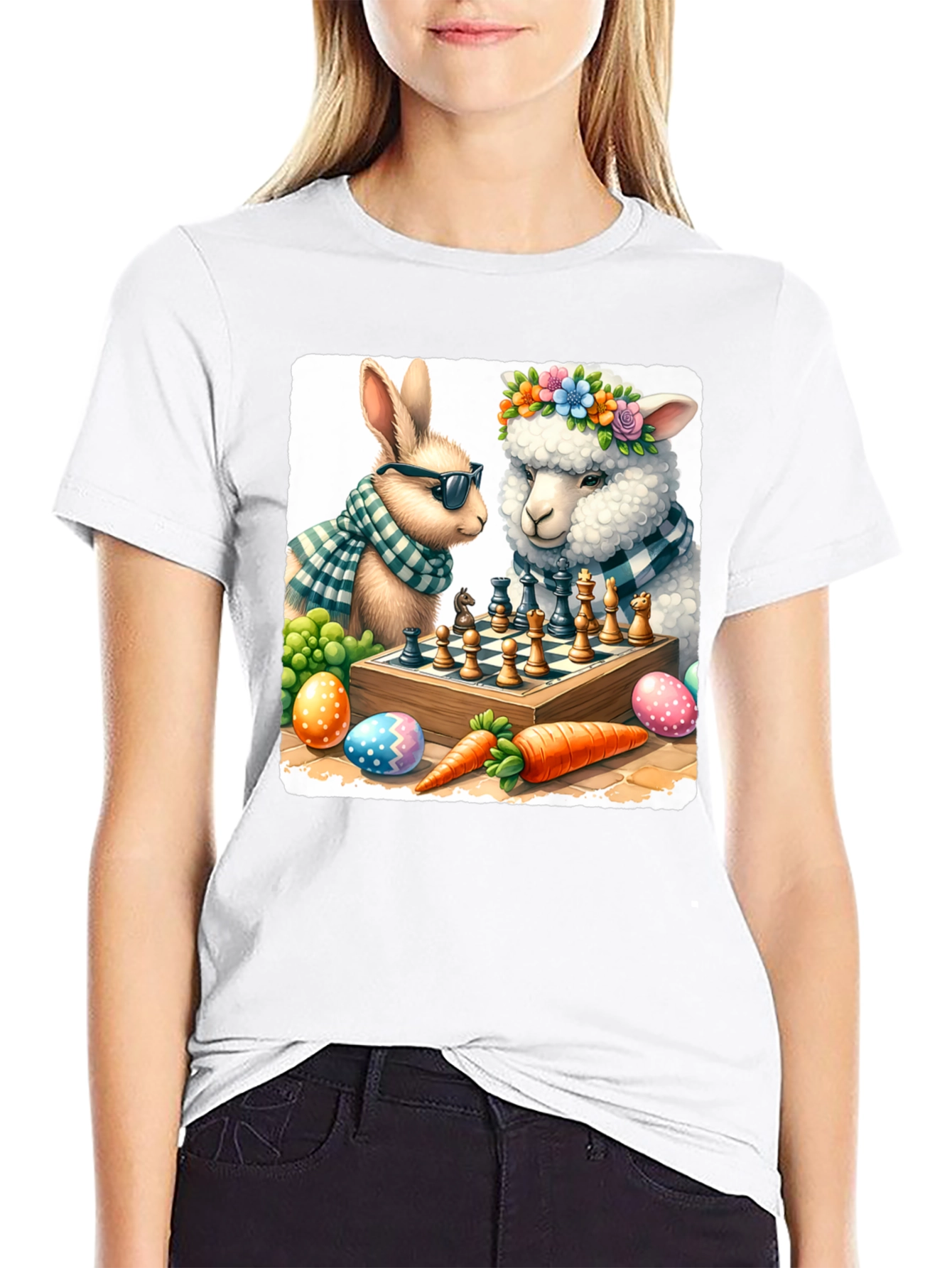 Easter Chess T-Shirt: Bunny & Sheep Game