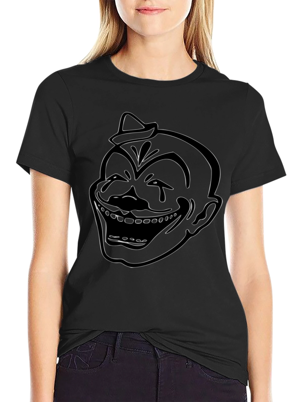 Clown Outline Graphic Black T-Shirt