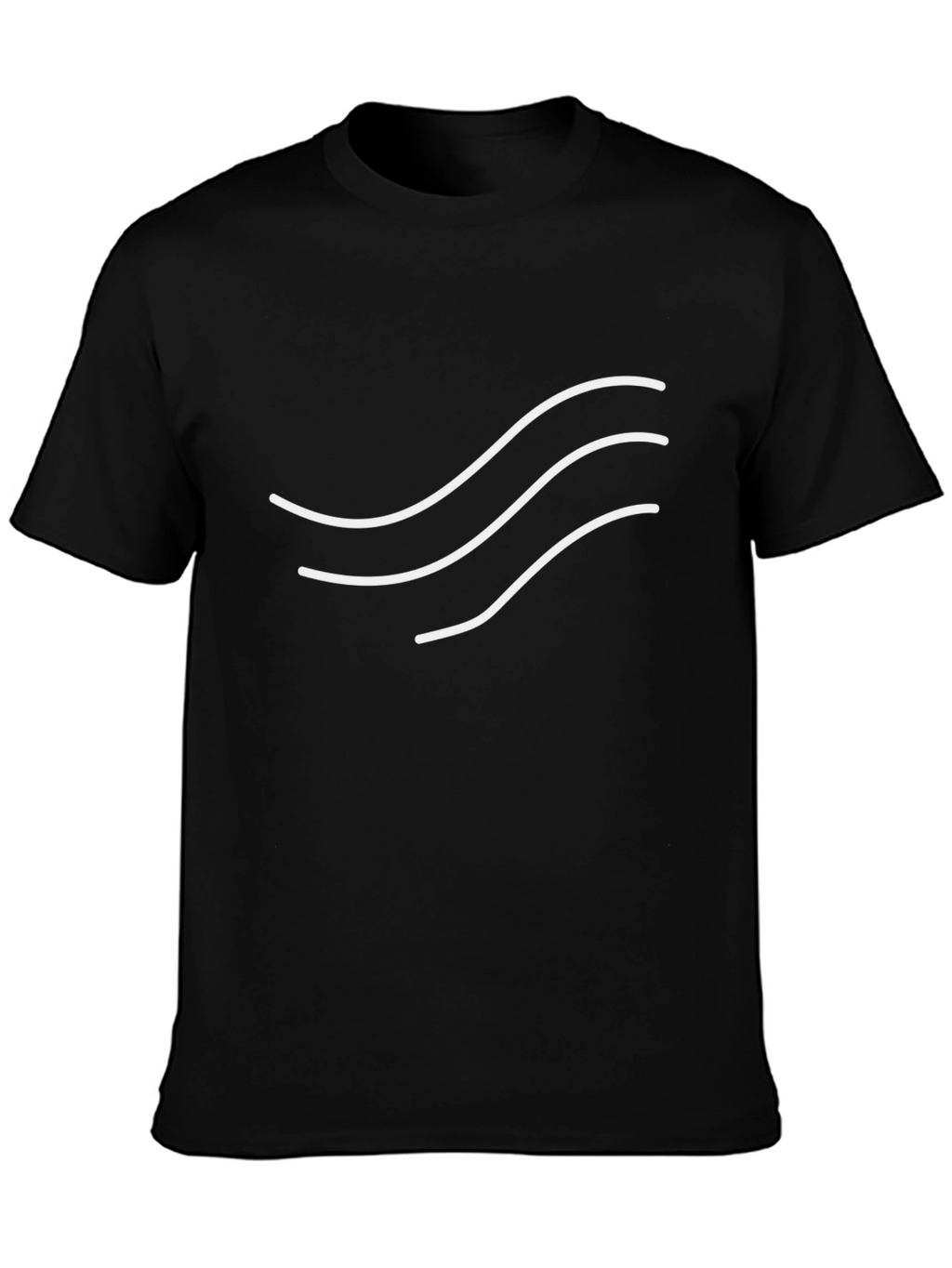 Minimalist Wave Design Black T-Shirt