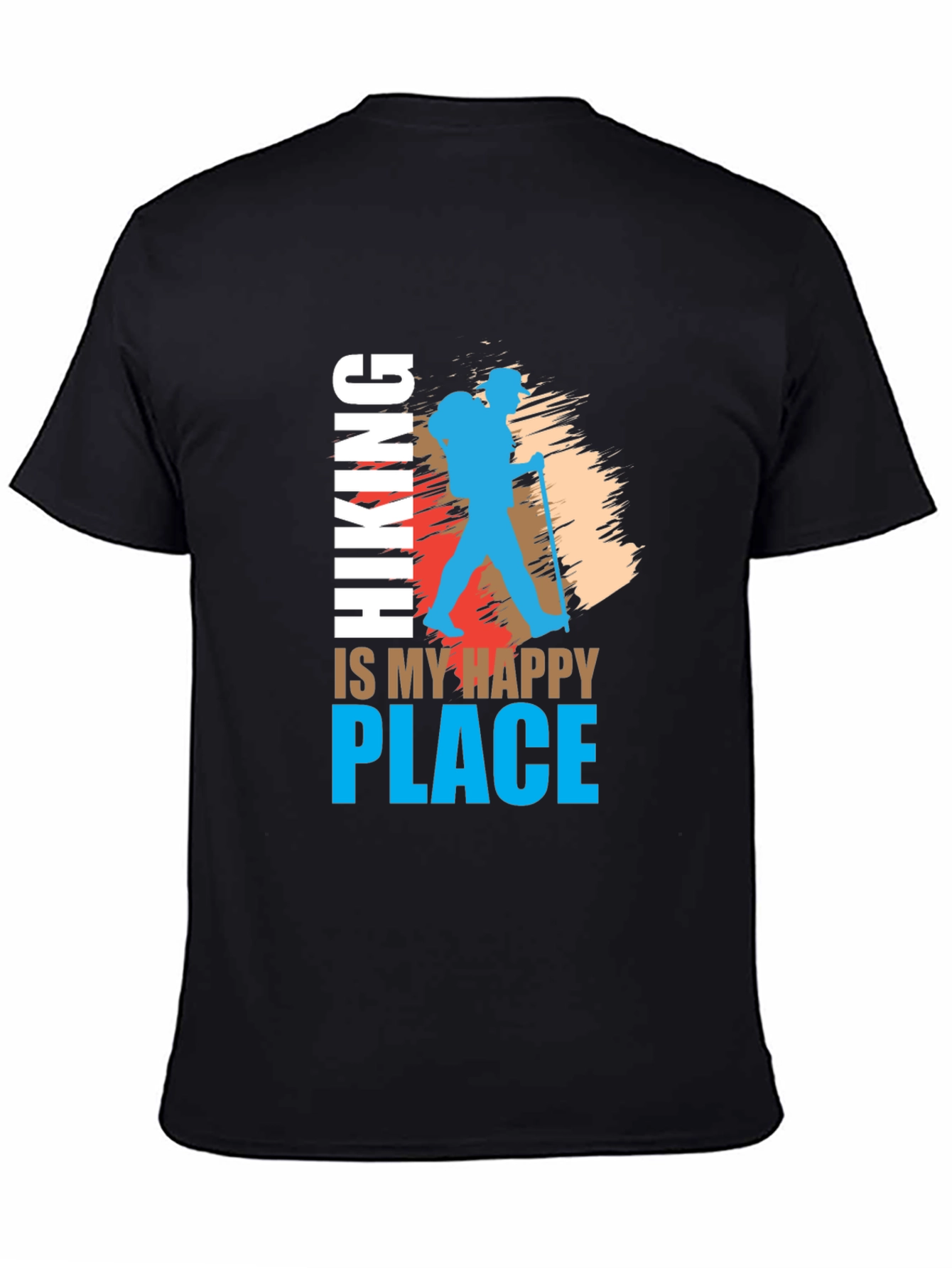 Hiking Is My Happy Place Tee - Black Graphic T-Shirt