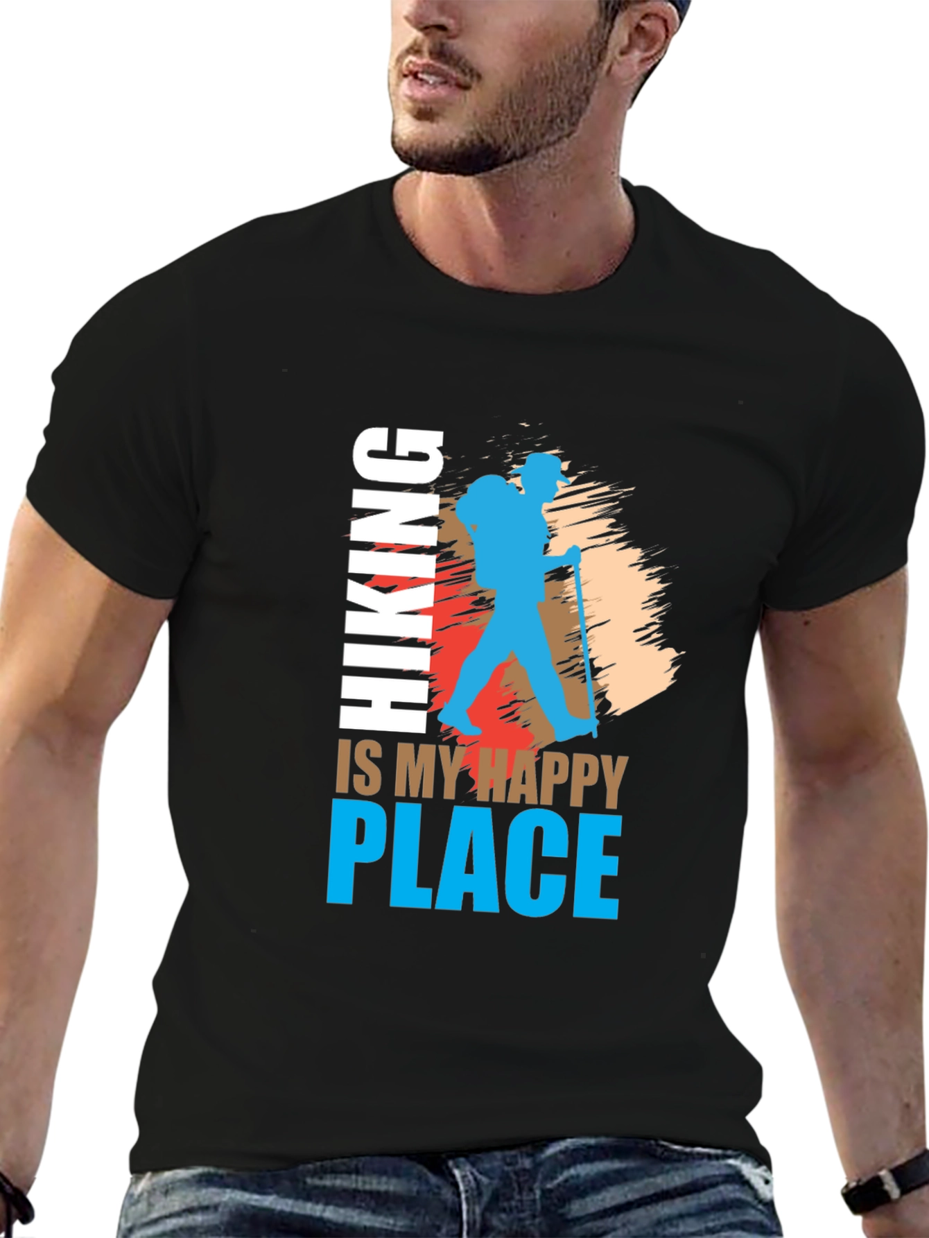 Hiking Is My Happy Place Tee - Black Graphic T-Shirt