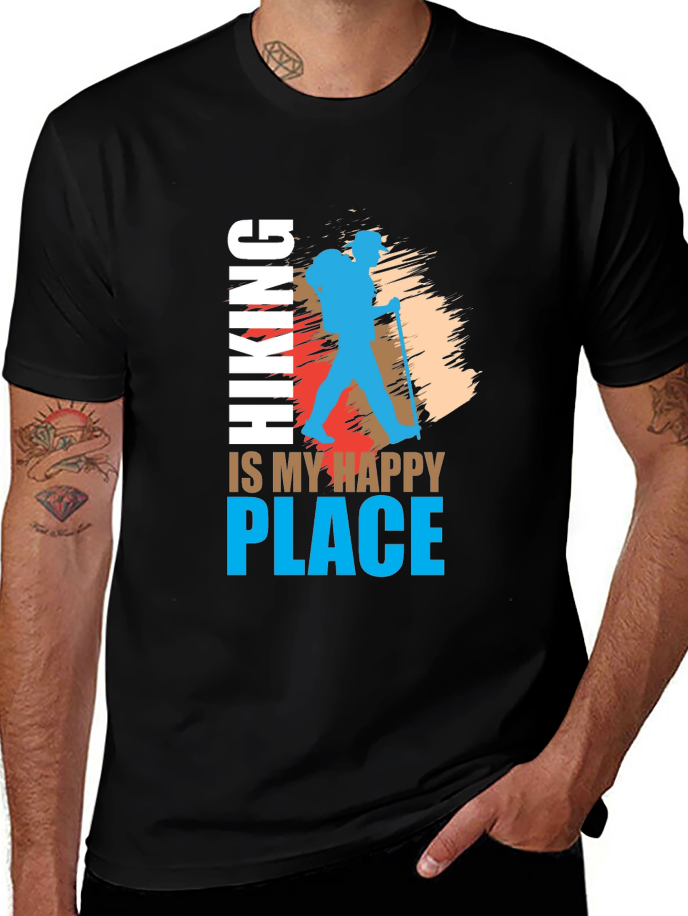 Hiking Is My Happy Place Tee - Black Graphic T-Shirt