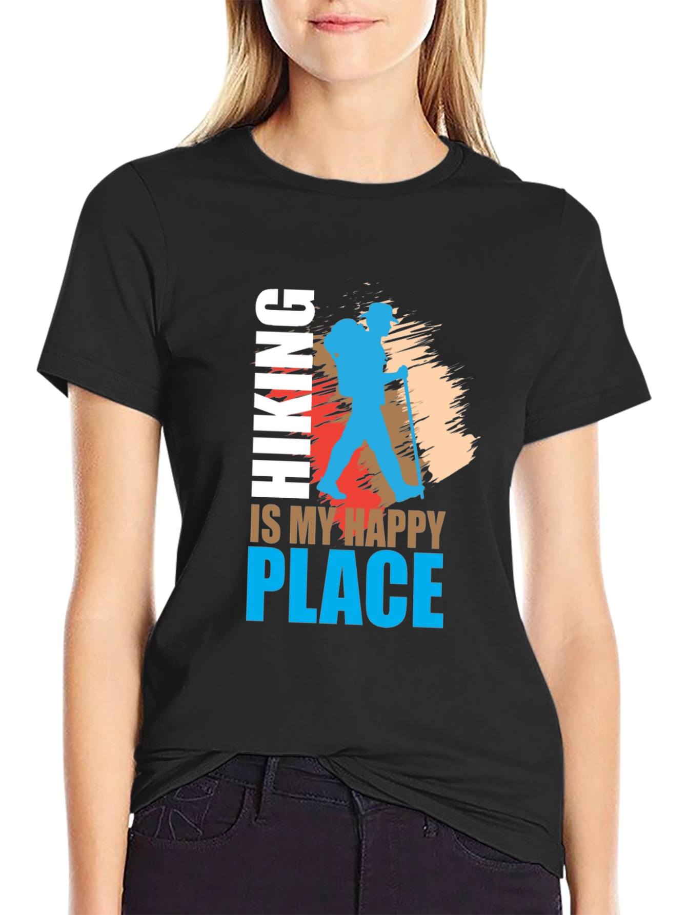 Hiking Is My Happy Place Tee - Black Graphic T-Shirt