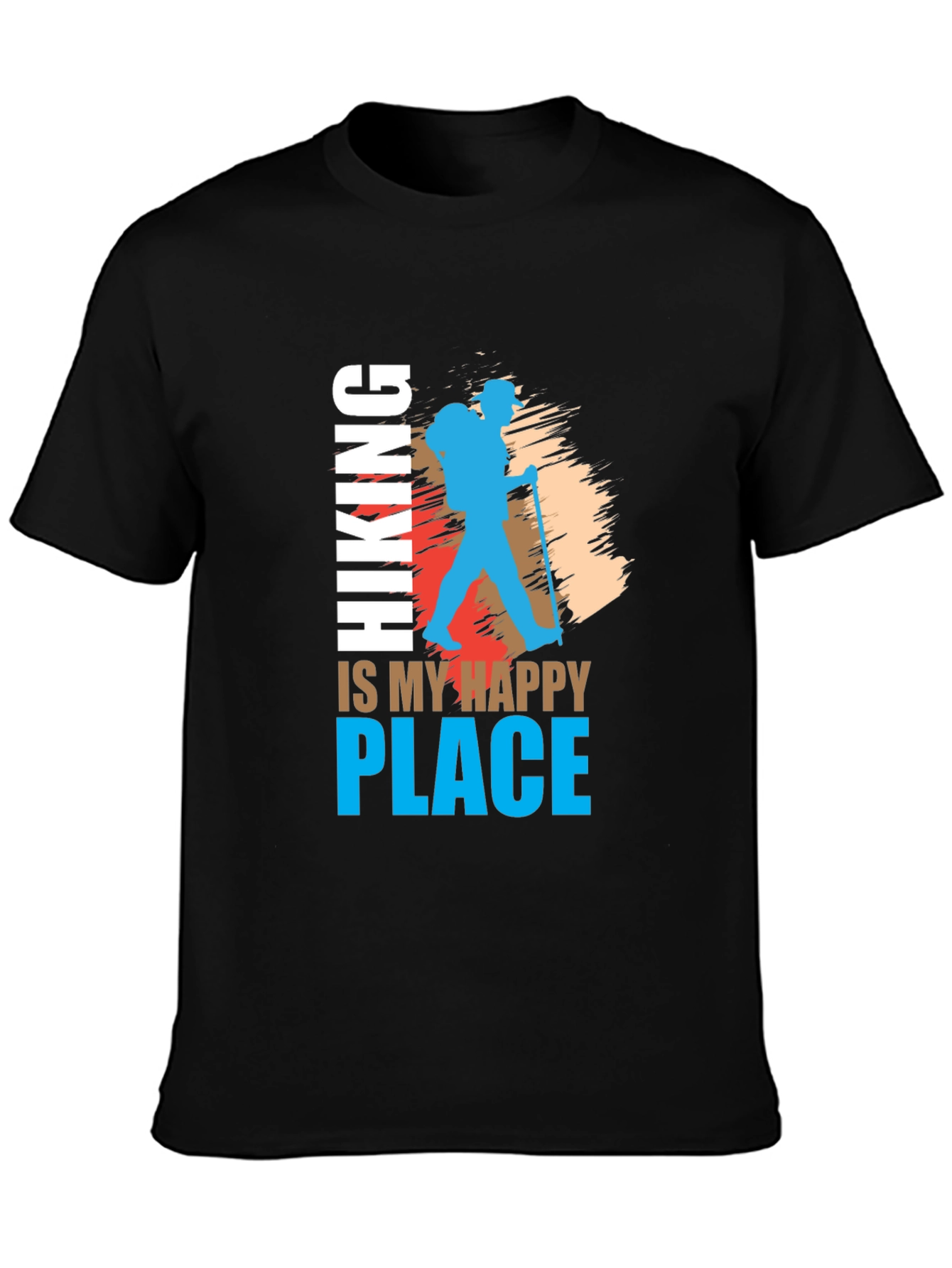 Hiking Is My Happy Place Tee - Black Graphic T-Shirt
