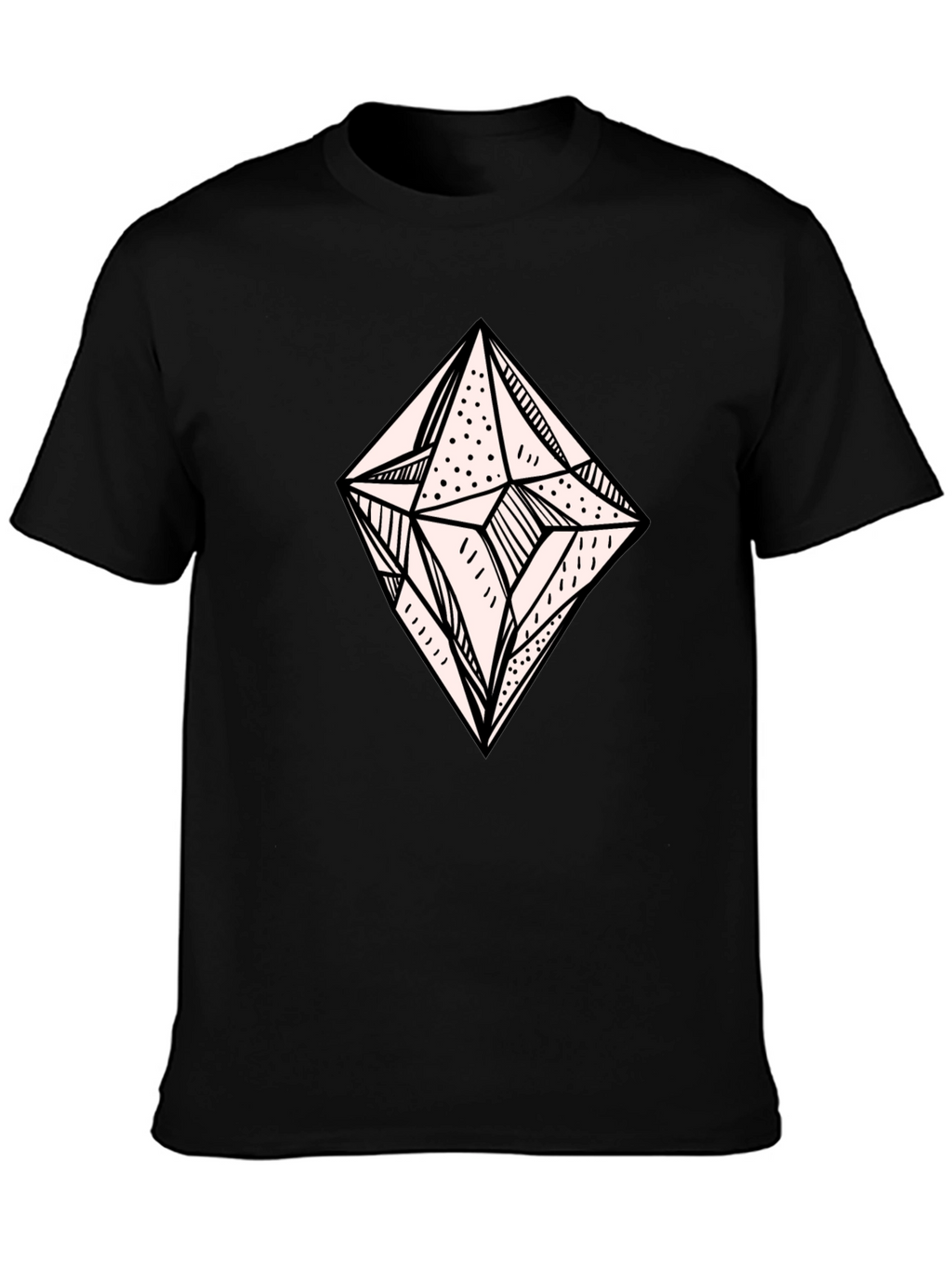 Geometric Diamond Graphic Tee - Modern Black T-Shirt