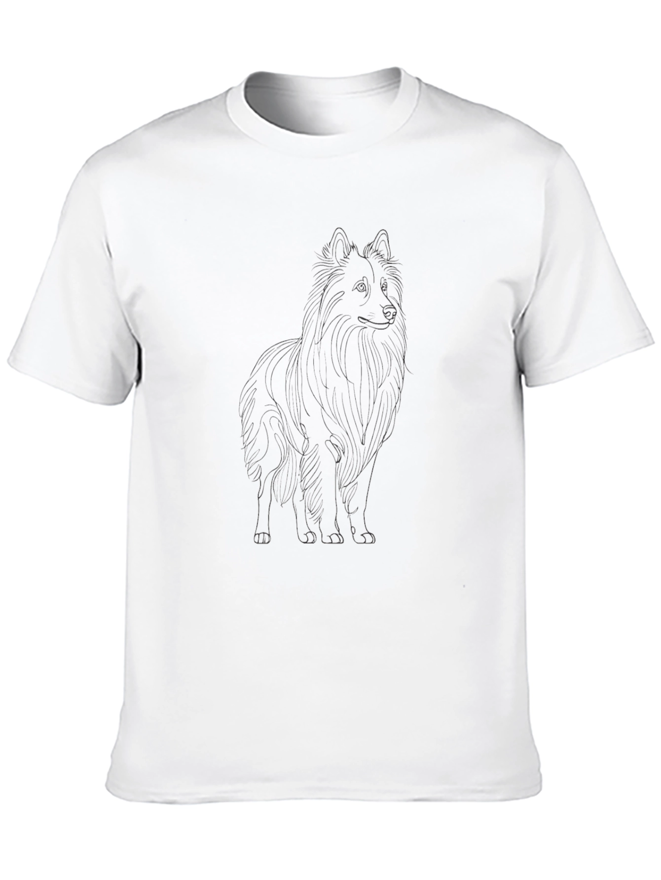 Black Sheltie Dog Outline T-Shirt