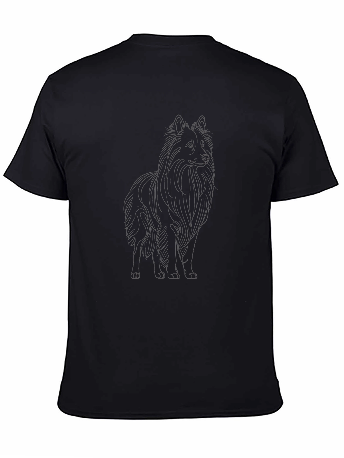Black Sheltie Dog Outline T-Shirt