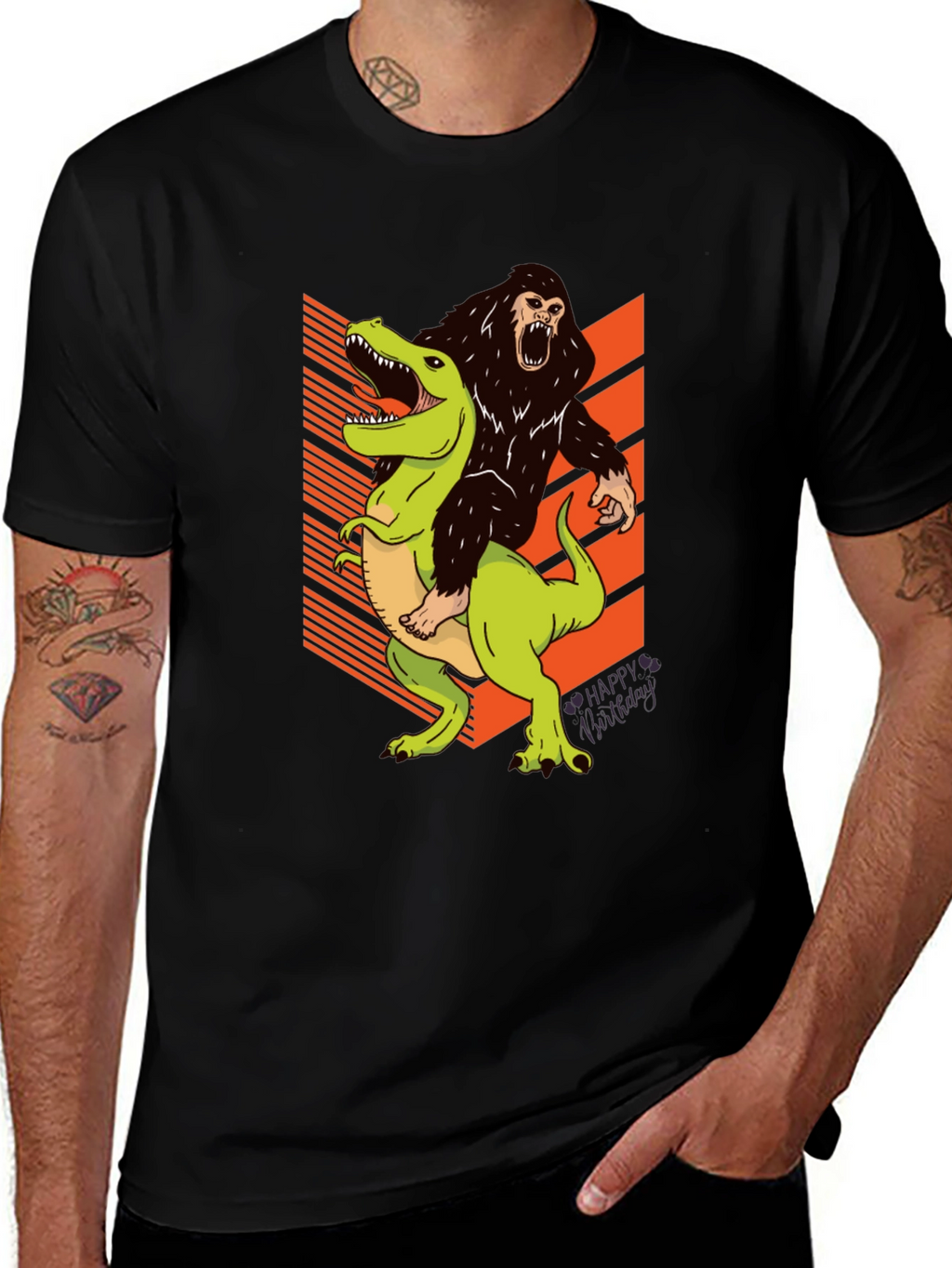 Gorilla Riding T-Rex Graphic Tee