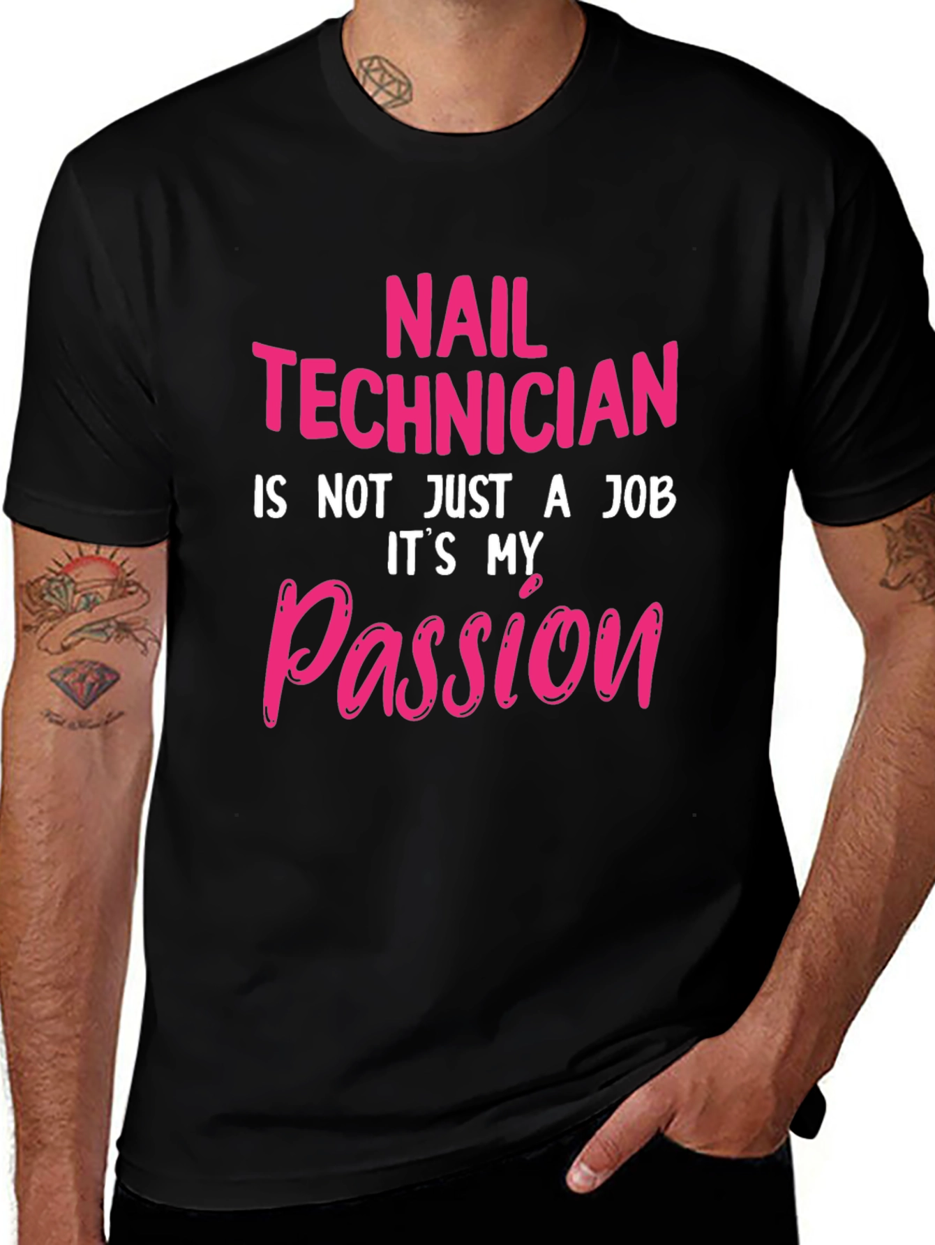 Nail Technician Passion T-Shirt - Black Crew Neck Tee
