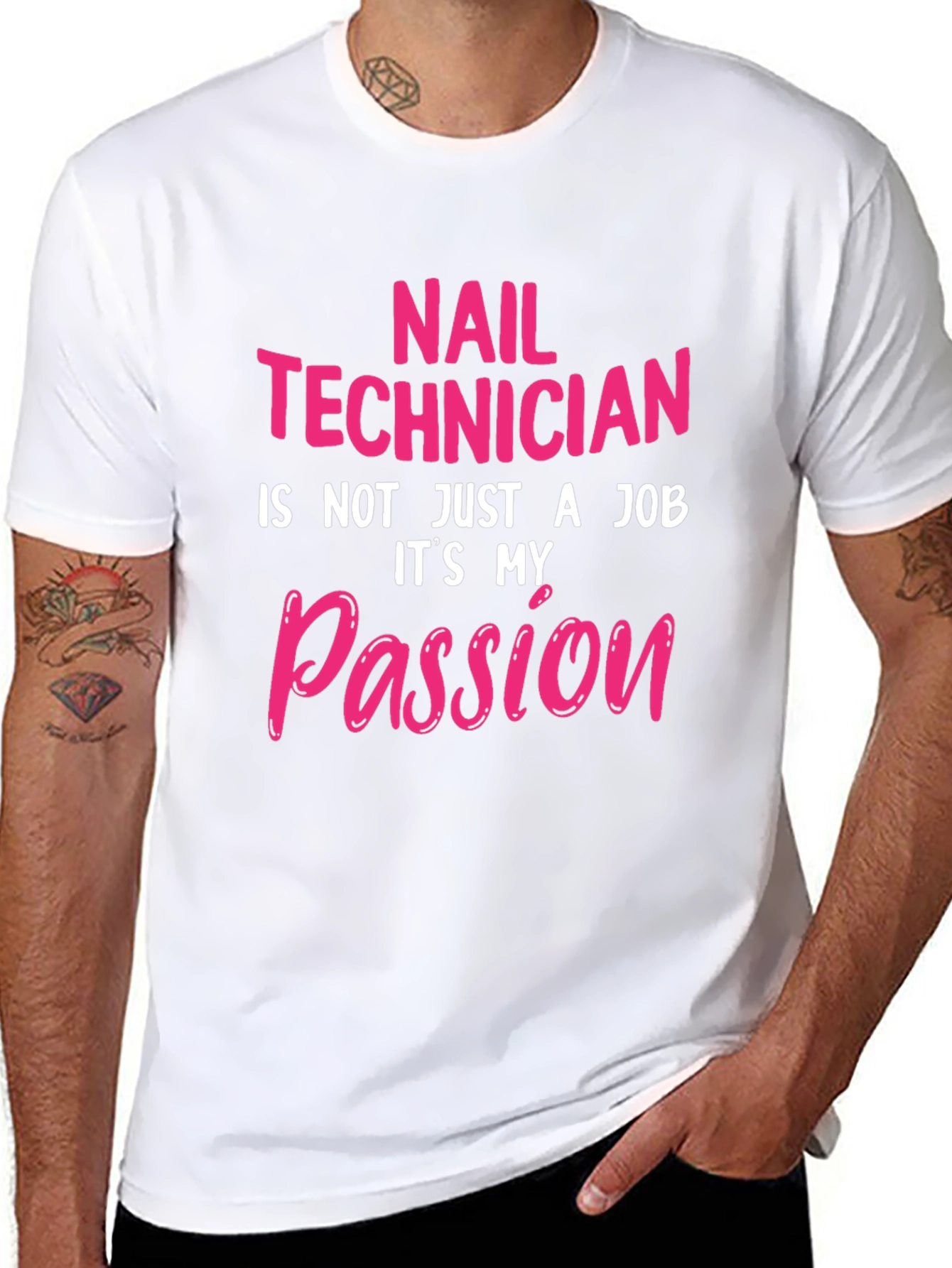 Nail Technician Passion T-Shirt - Black Crew Neck Tee