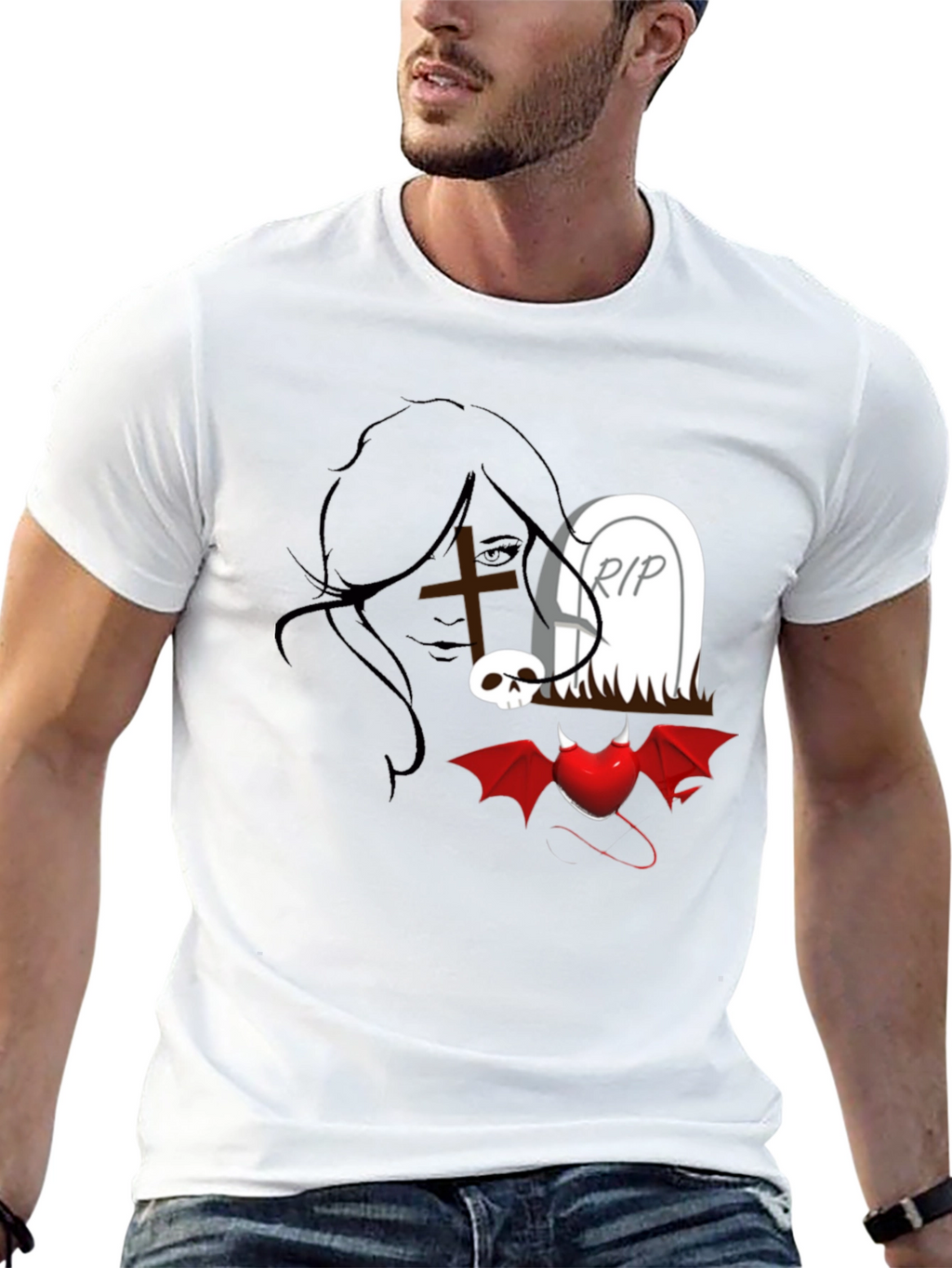 Gothic Graphic T-Shirt: Dark Heart Tomb Tee