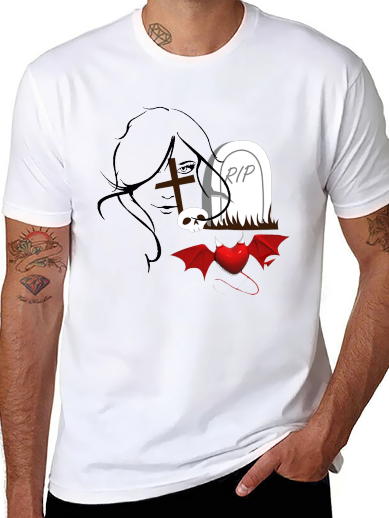 Gothic Graphic T-Shirt: Dark Heart Tomb Tee