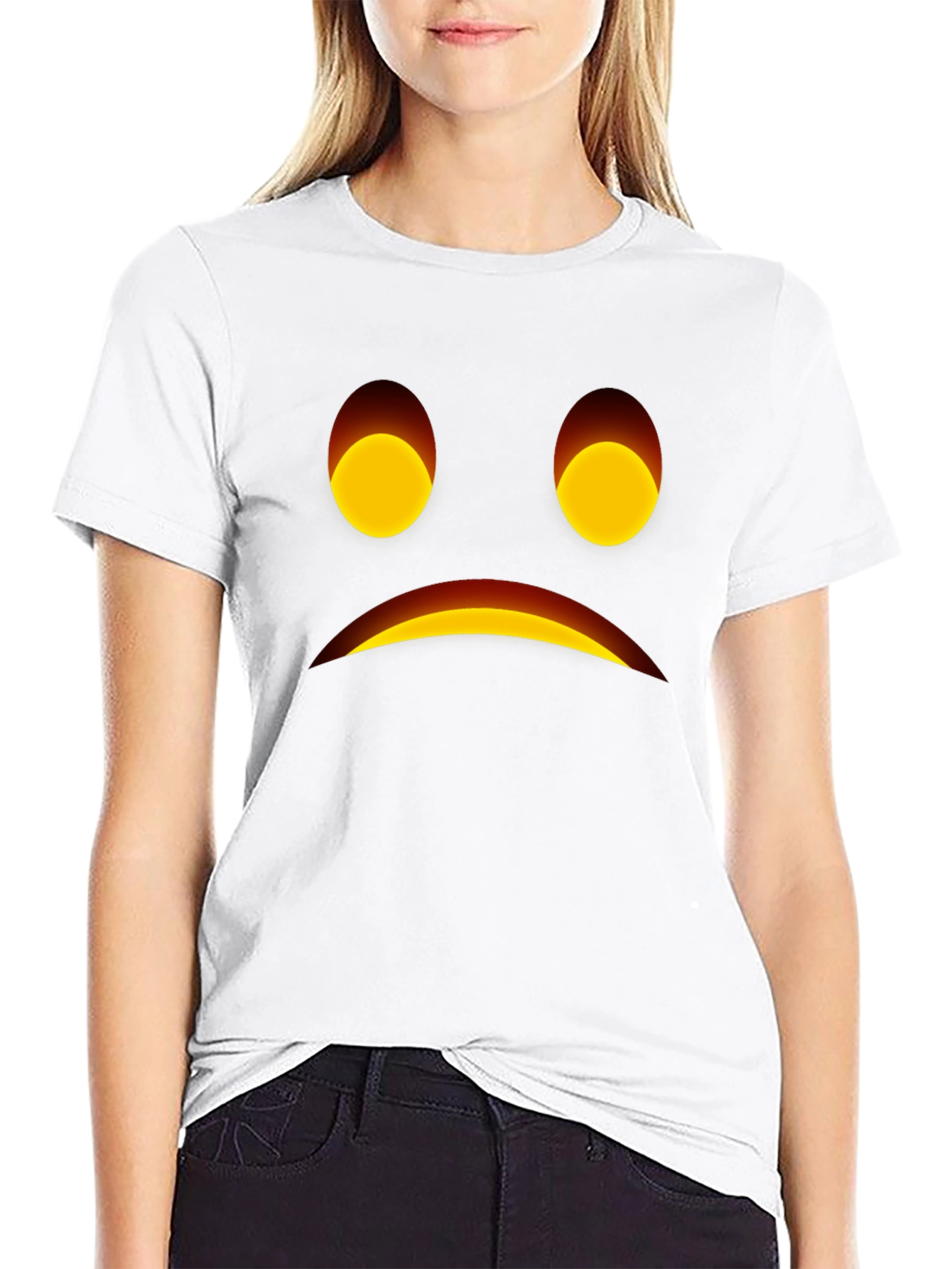 Sad Face Graphic Black T-Shirt
