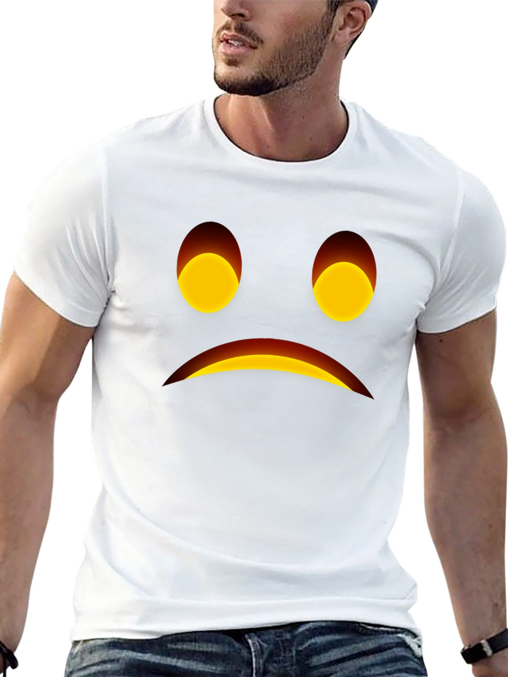 Sad Face Graphic Black T-Shirt